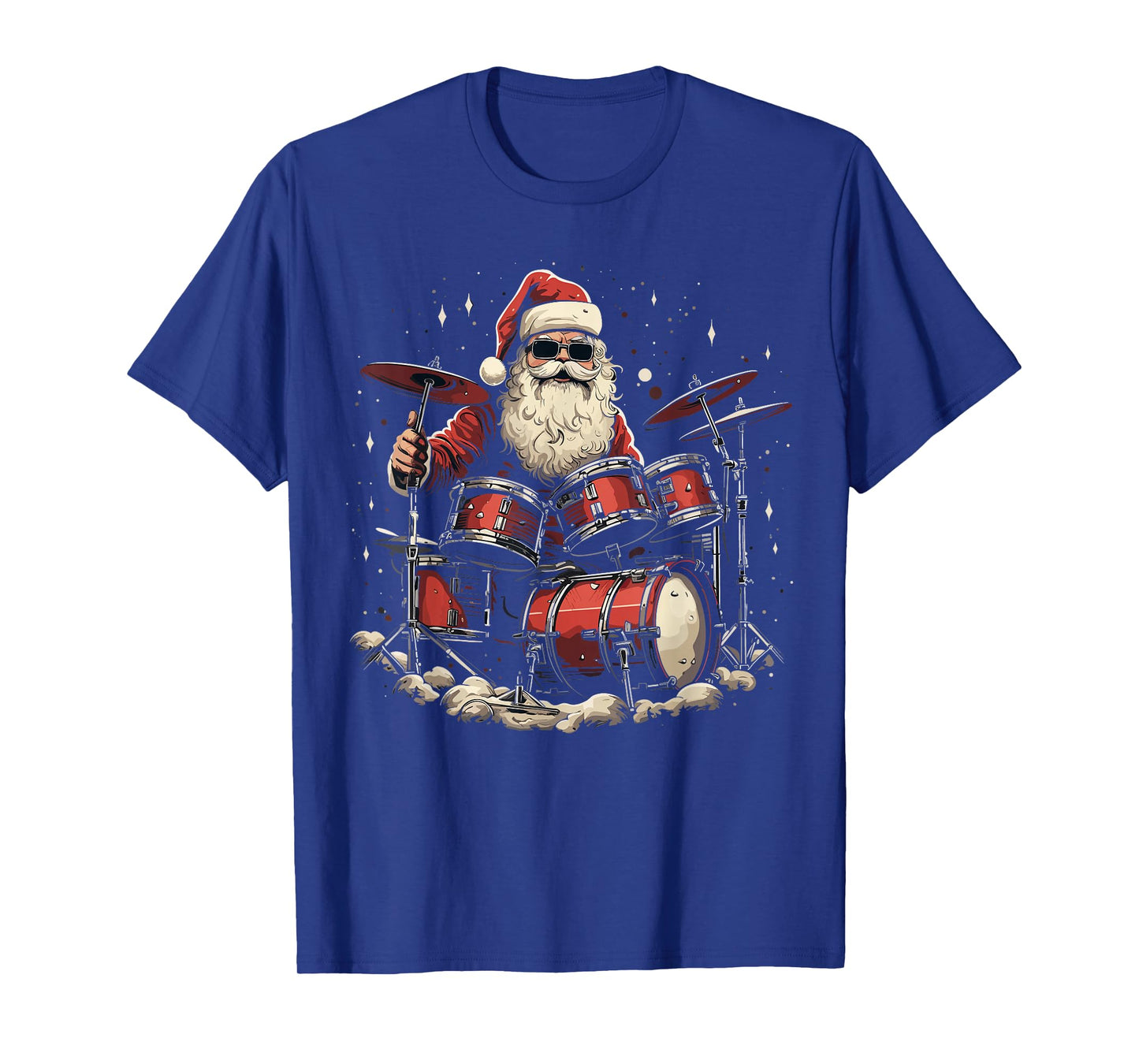 Rockstar Santa playing drums, Rock N Roll Christmas funny T-Shirt