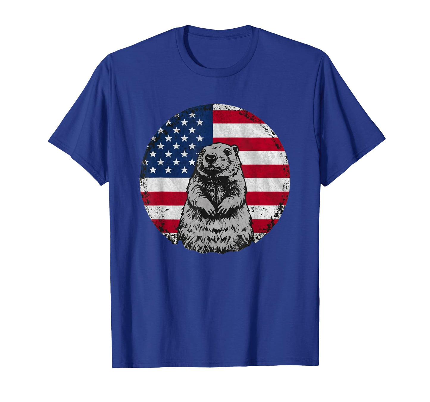 Cute Groundhog animal with American Flag T-Shirt