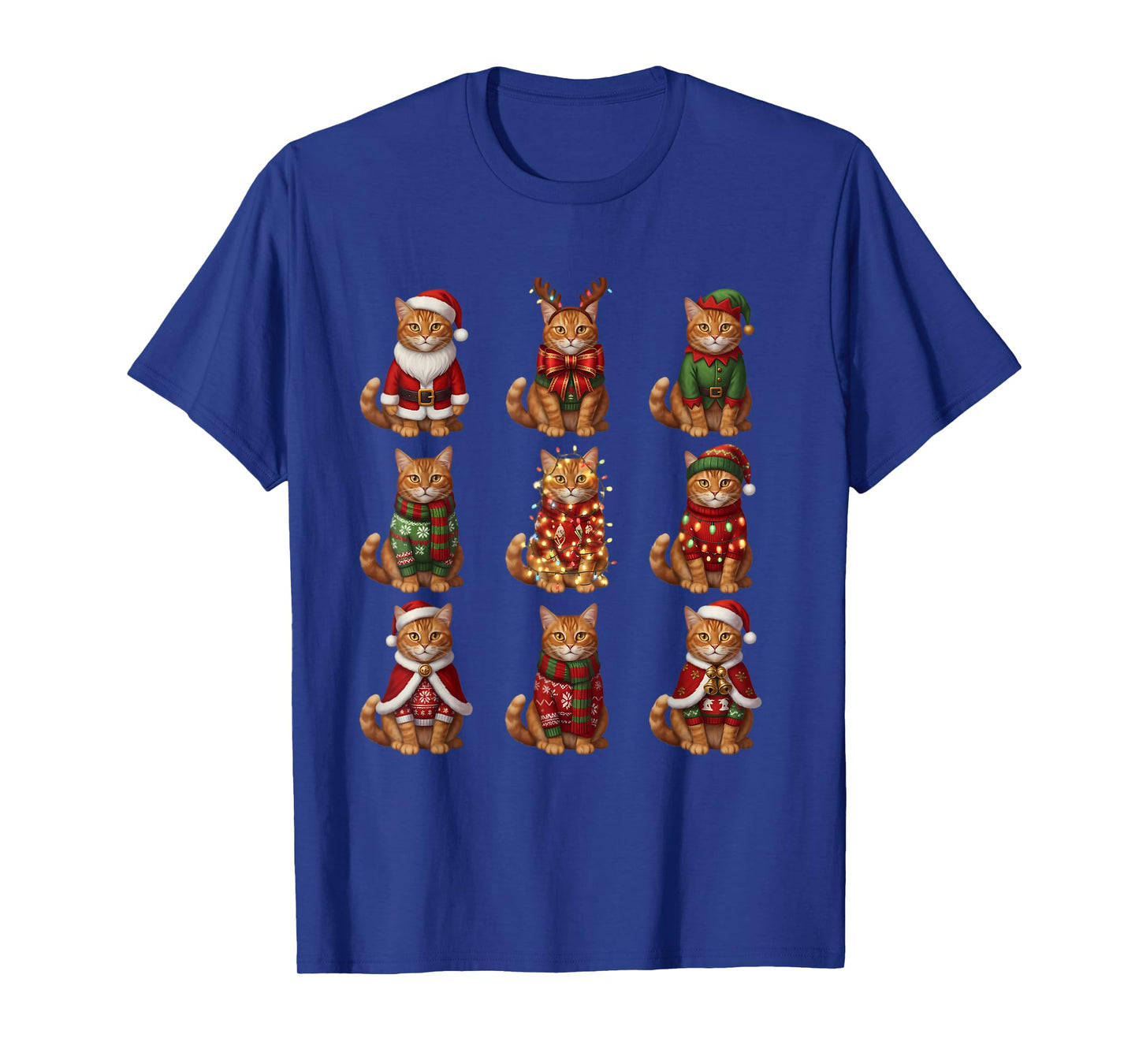 Orange Tabby Cat Christmas Lights Funny Santa Holiday Cats T-Shirt