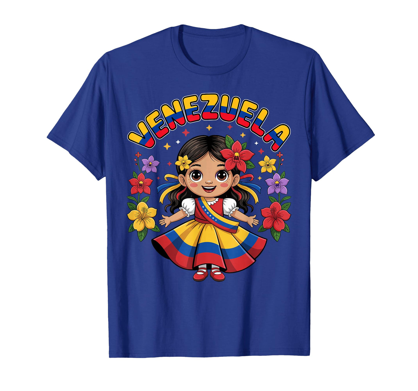 Cute Venezuela Girl Traditional Dress Colorful Art Kids T-Shirt