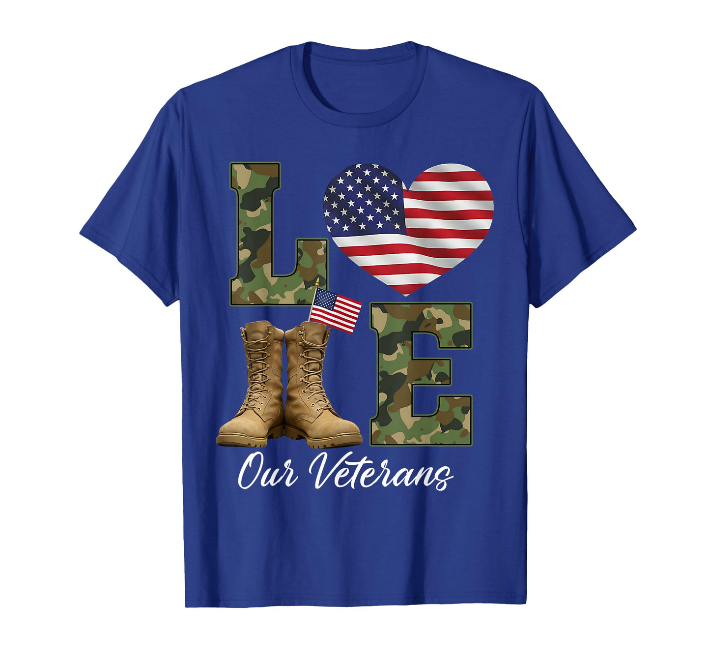 Love Our Veterans Day Proud Military American Flag Thank You T-Shirt