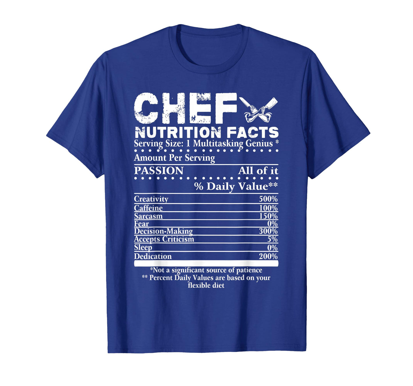 Chef Nutrition Facts T-Shirt Cool Chef Tee Gift for Chefs T-Shirt