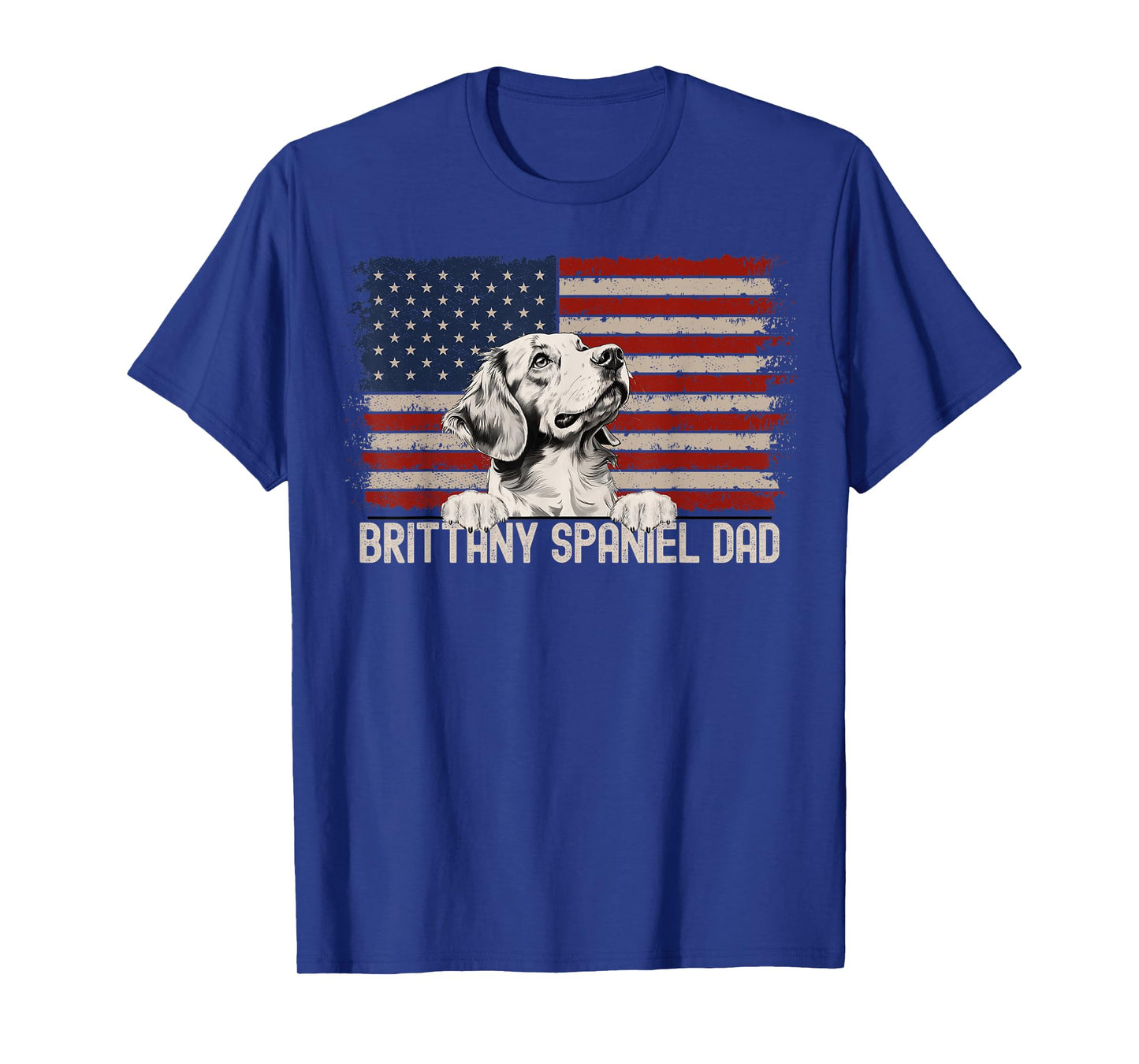 Best Dog Dad Ever American Flag - Brittany Spaniel Dad T-Shirt for Men