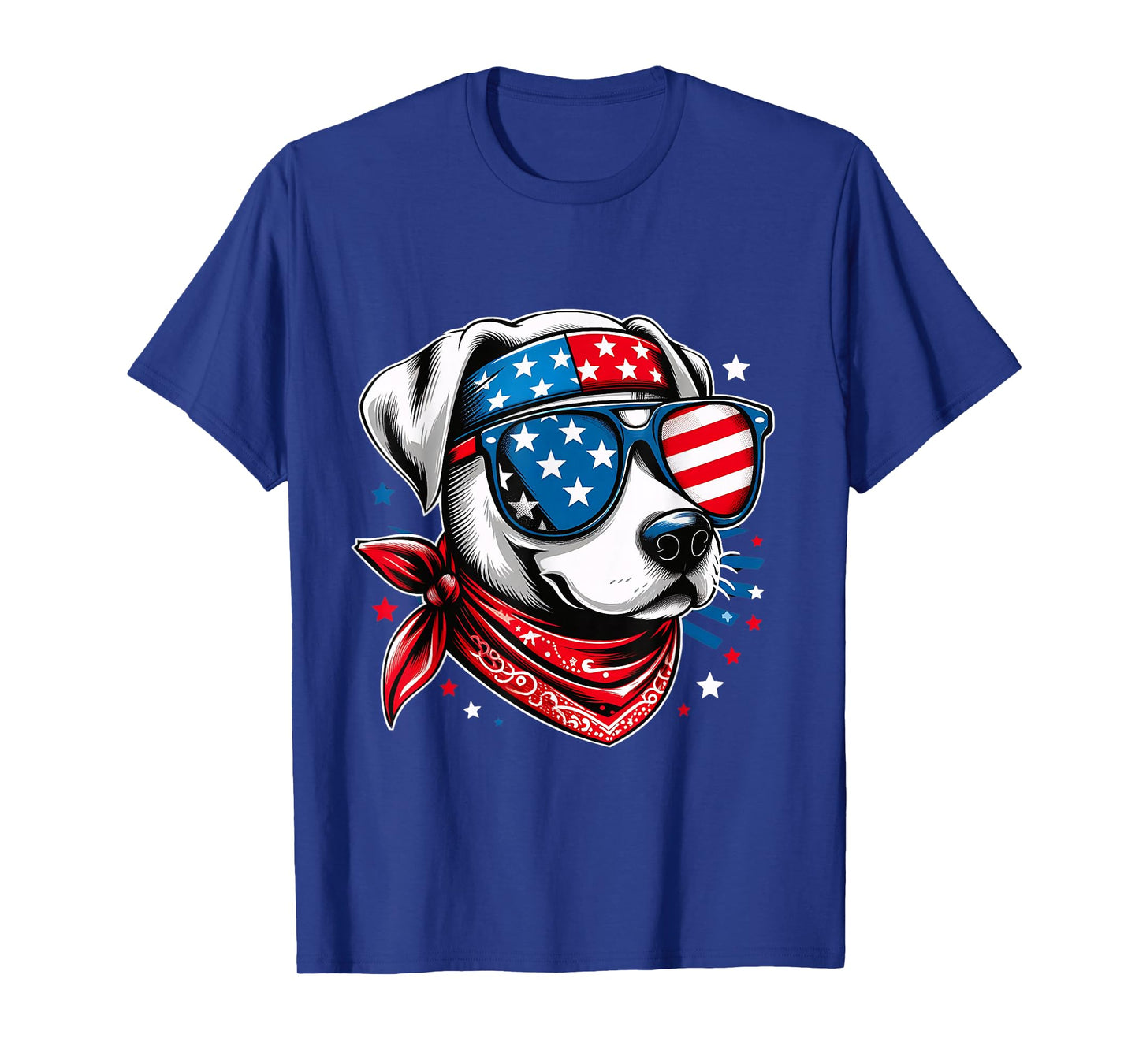 Patriotic Dog with American Flag Dog Sunglasses 4th of July T-Shirt