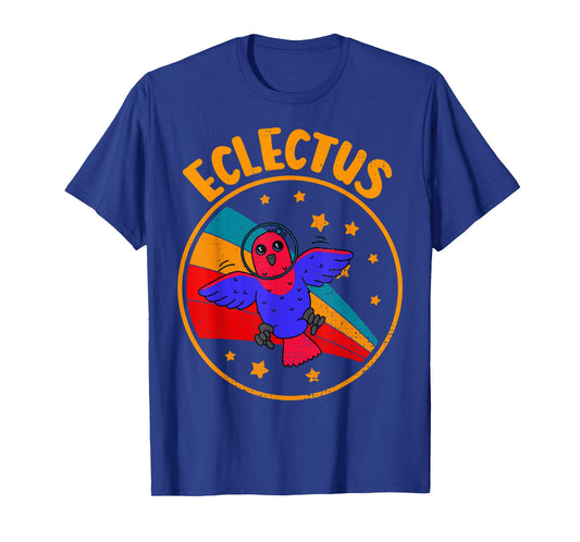 Cute Vintage Female Eclectus Parrot Retro Parrot In Space T-Shirt