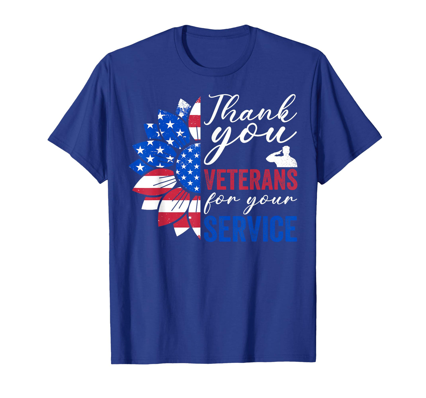 Thank You Veterans Sunflower USA Flag Military Patriotic T-Shirt