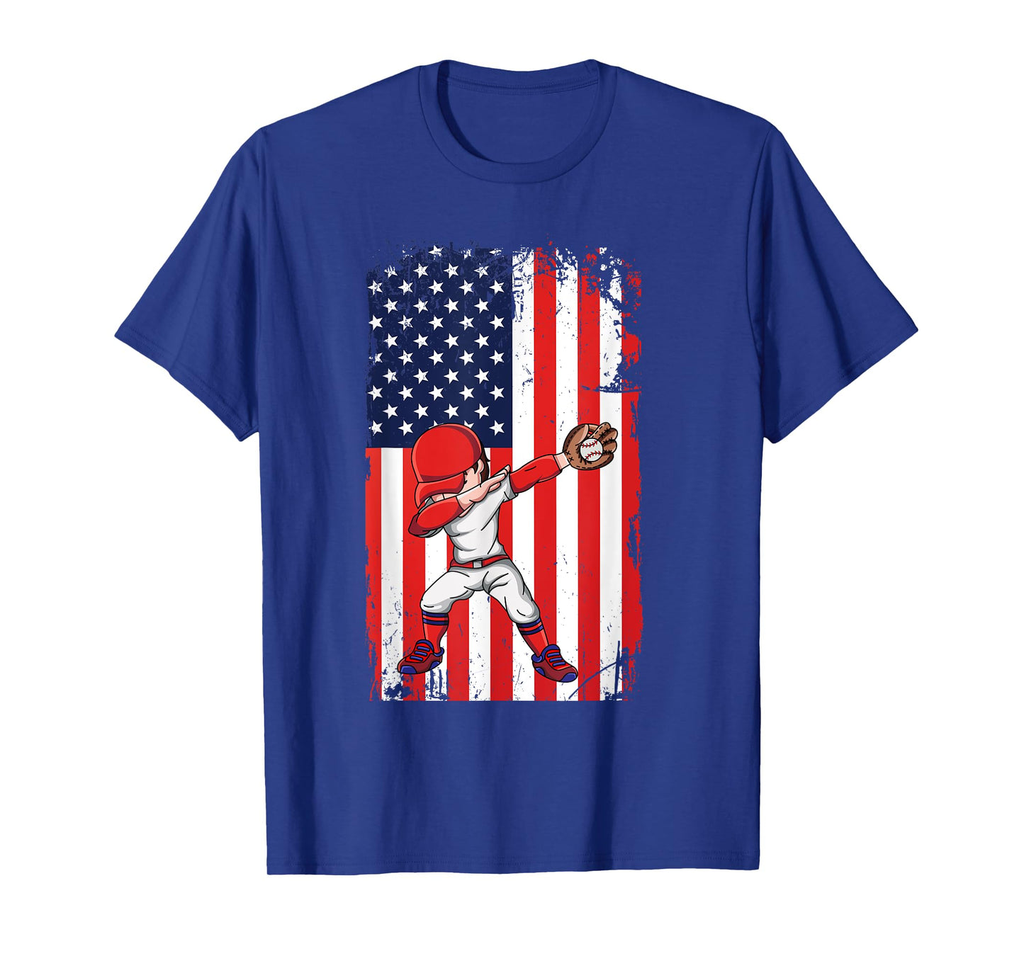 Baseballer Sports Athlete US Flag Dabbing Baseball Player T-Shirt