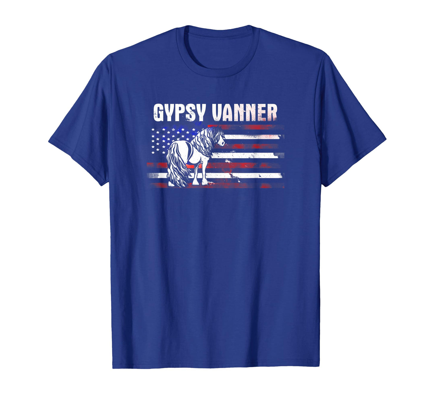 Gypsy Vanner Tinker Horse American Flag Women Kids Men T-Shirt