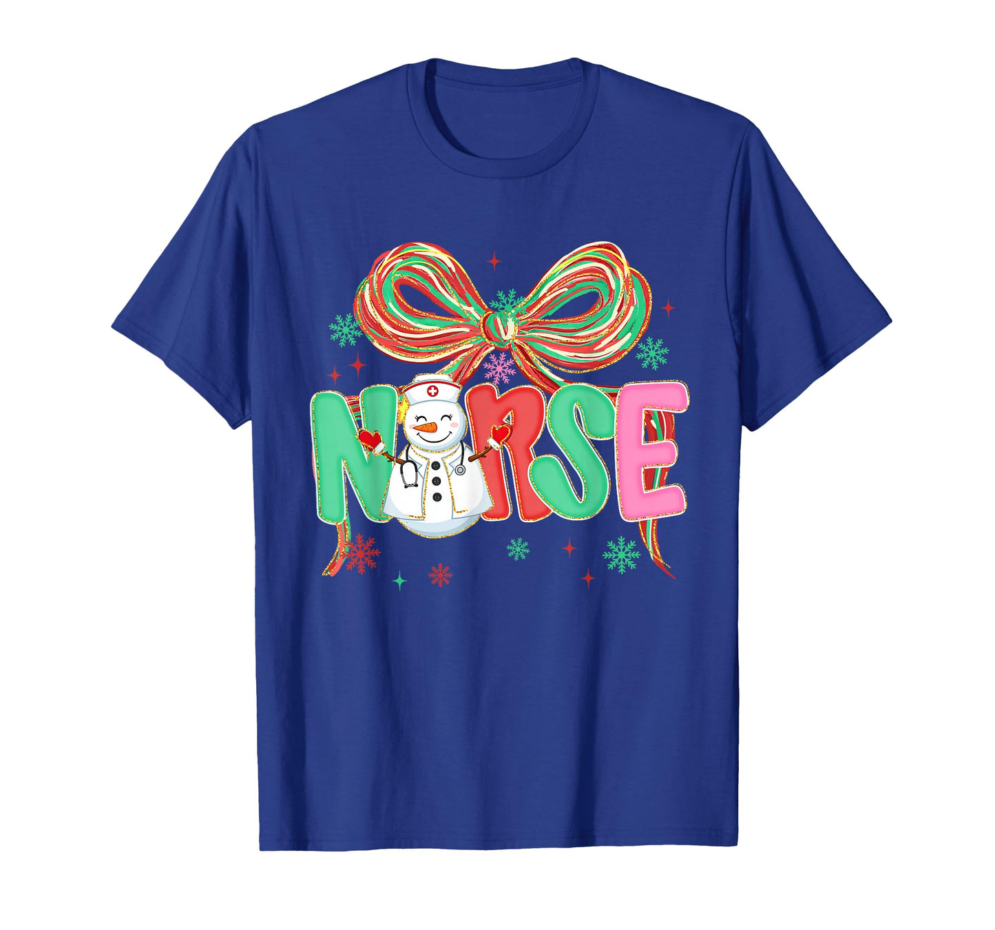 Christmas Nurse Coquette Bow Snowman Nursing Xmas Holiday T-Shirt