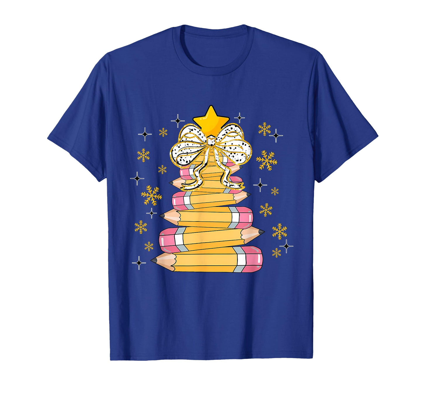 Christmas Pencil Tree Teacher Crayon Tree Light Students T-Shirt