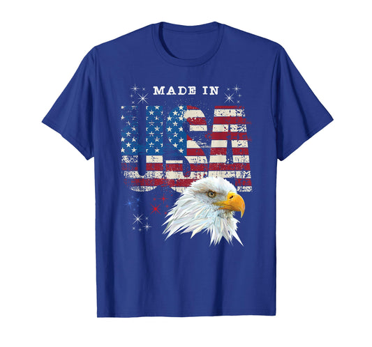 Made in USA Patriotic American Flag Bald Eagle America T-Shirt