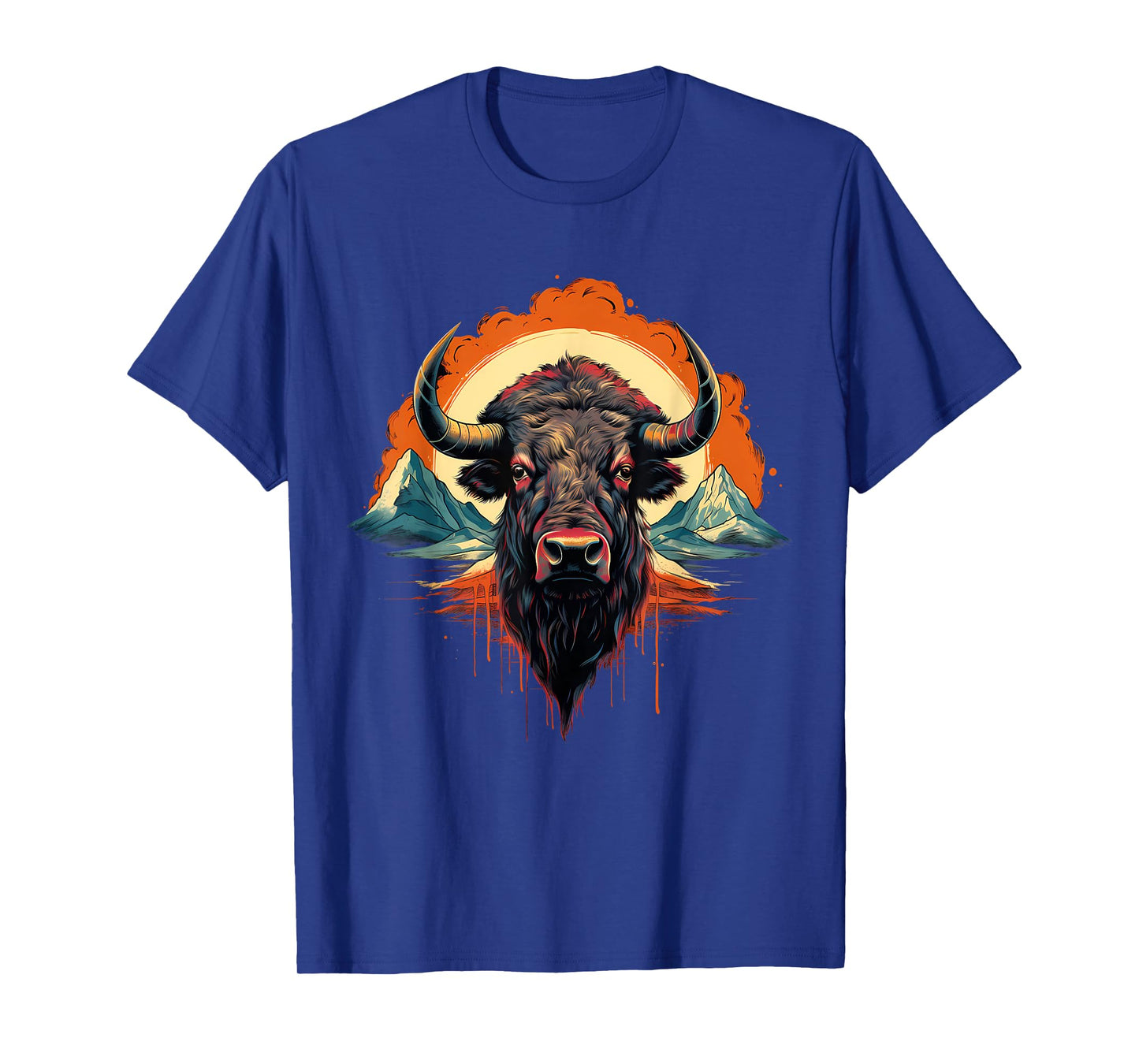 Buffalo Colorful Motif Artwork Wildlife Safari Nature Bison T-Shirt