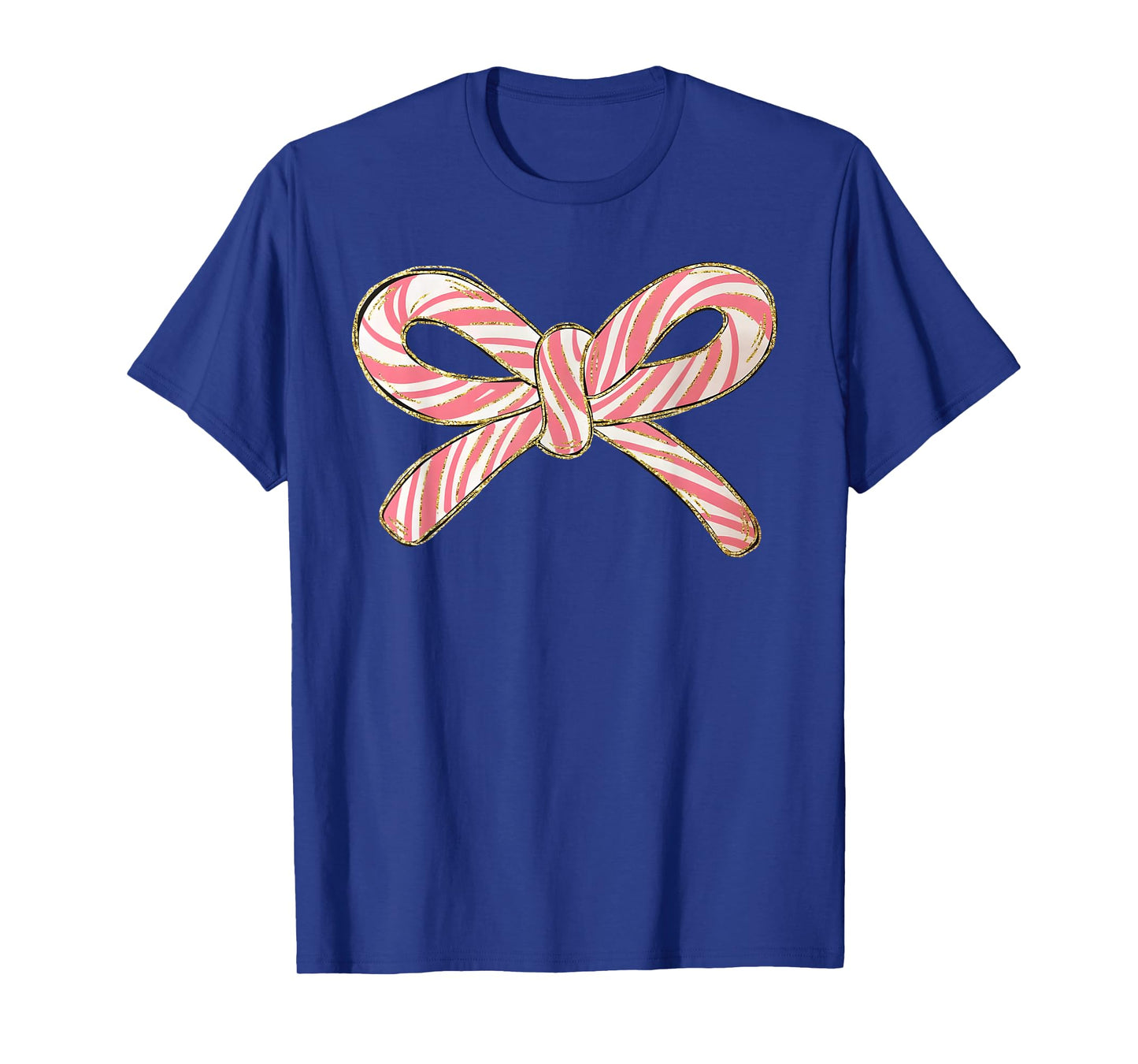Candy Cane Coquette Bow Christmas Season Girls Womens Retro T-Shirt