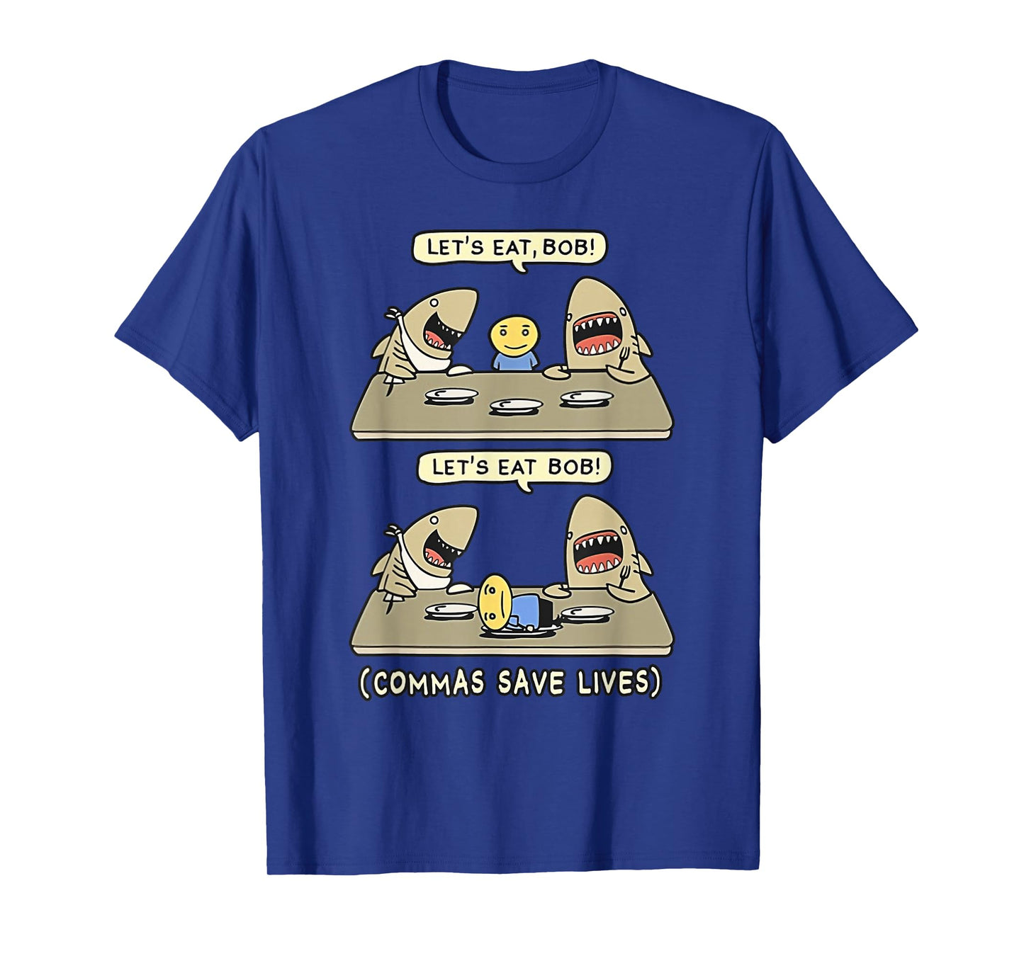 Commas Punctuation Shark Lets Eat Funny English Grammar T-Shirt