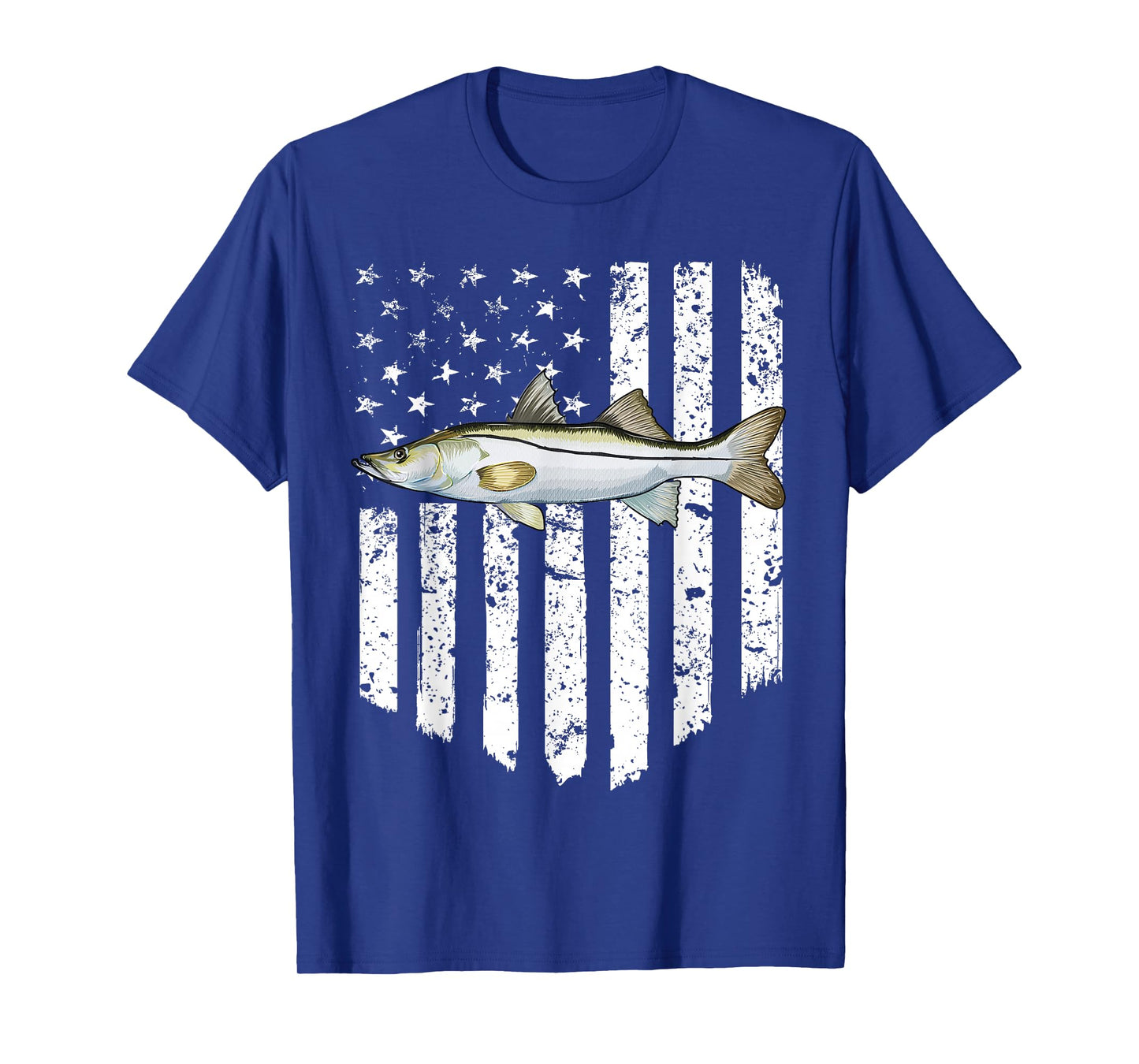 Black White American Flag Snook 4th Of July Fish T-Shirt