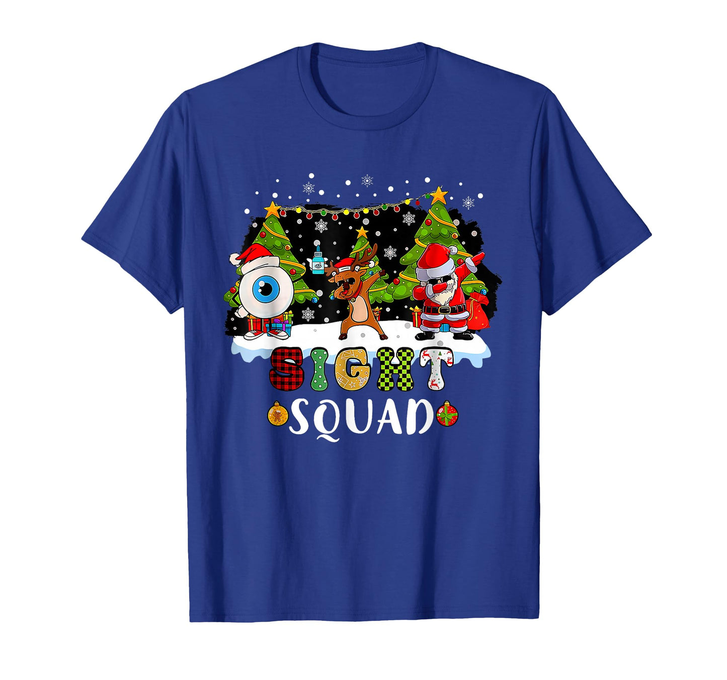Christmas Sight Squad Santa Reindeer Dabbing Optometrist T-Shirt
