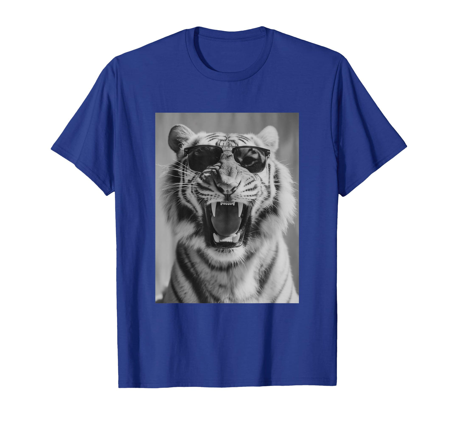 Roaring Tiger with Sunglasses Stylish Feline Animal Photo T-Shirt