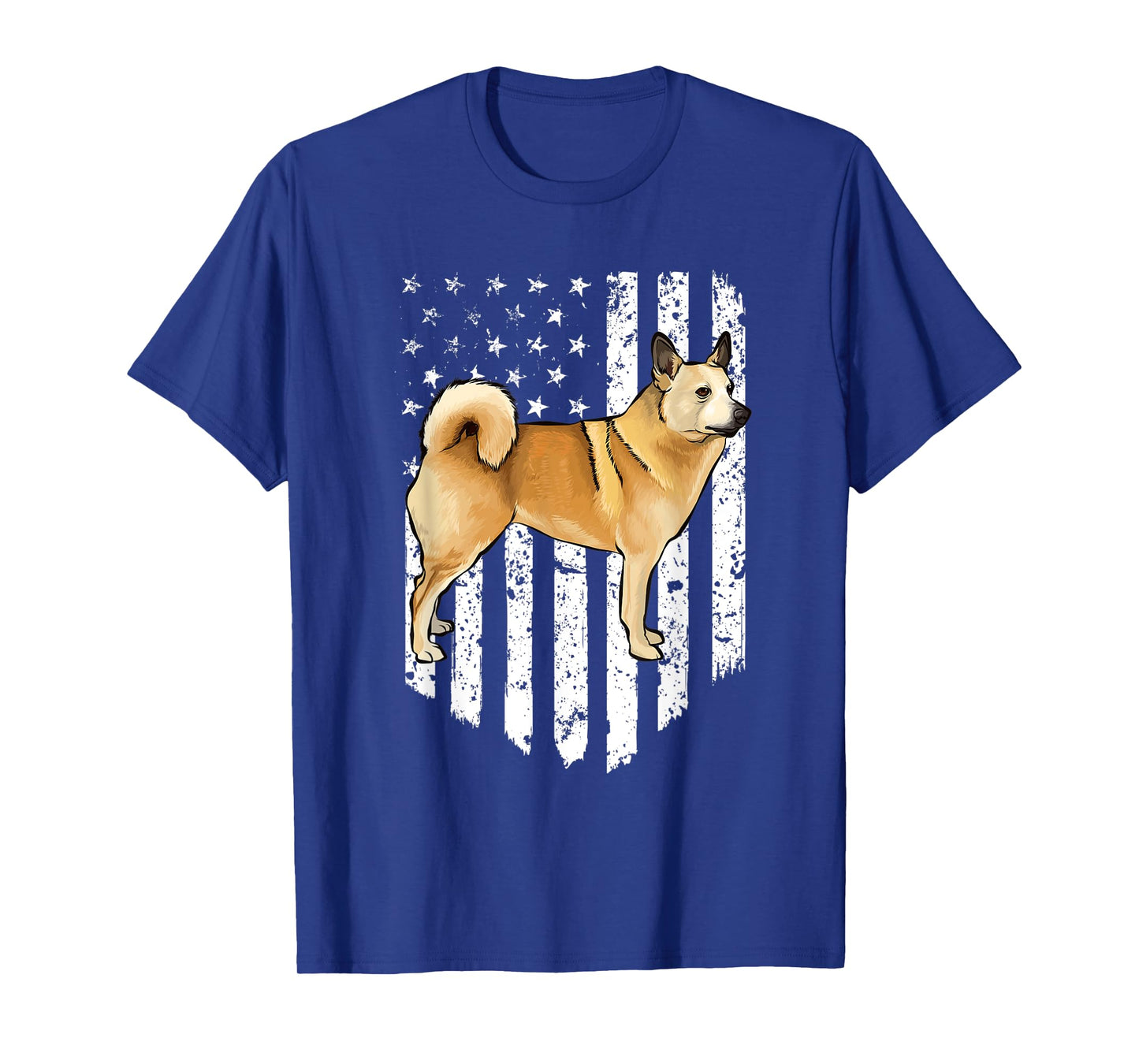 Black White American Flag Norwegian Buhund 4th Of July USA T-Shirt