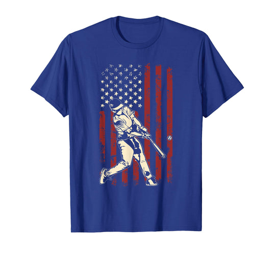 American Flag Baseball Team Gift for Men Boys T-Shirt