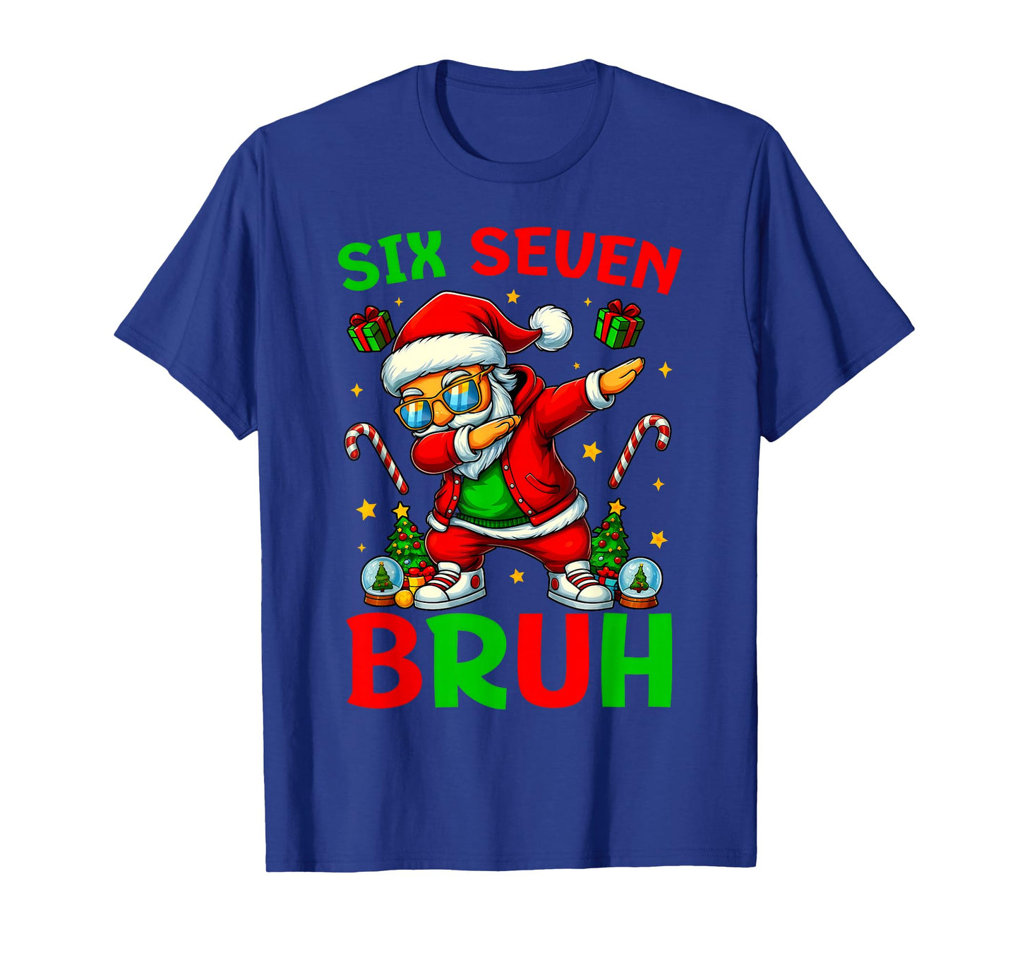 Six Seven 6 7 Meme Dabbing Santa Merry Christmas Bruh T-Shirt