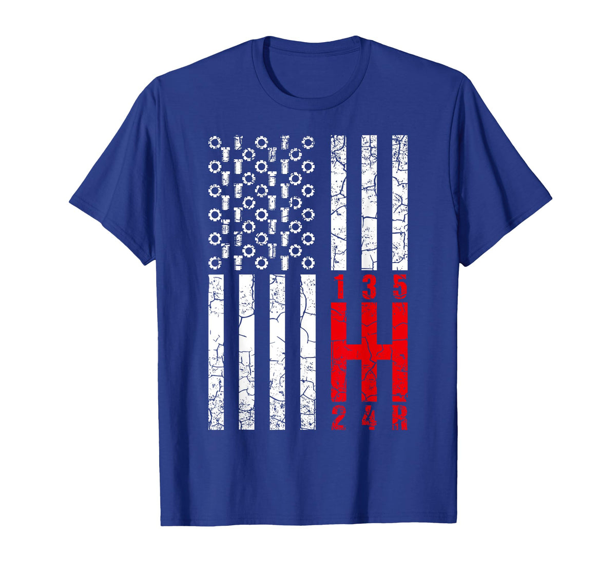 Stick Shift American Flag Car Mechanic Transmission T-Shirt