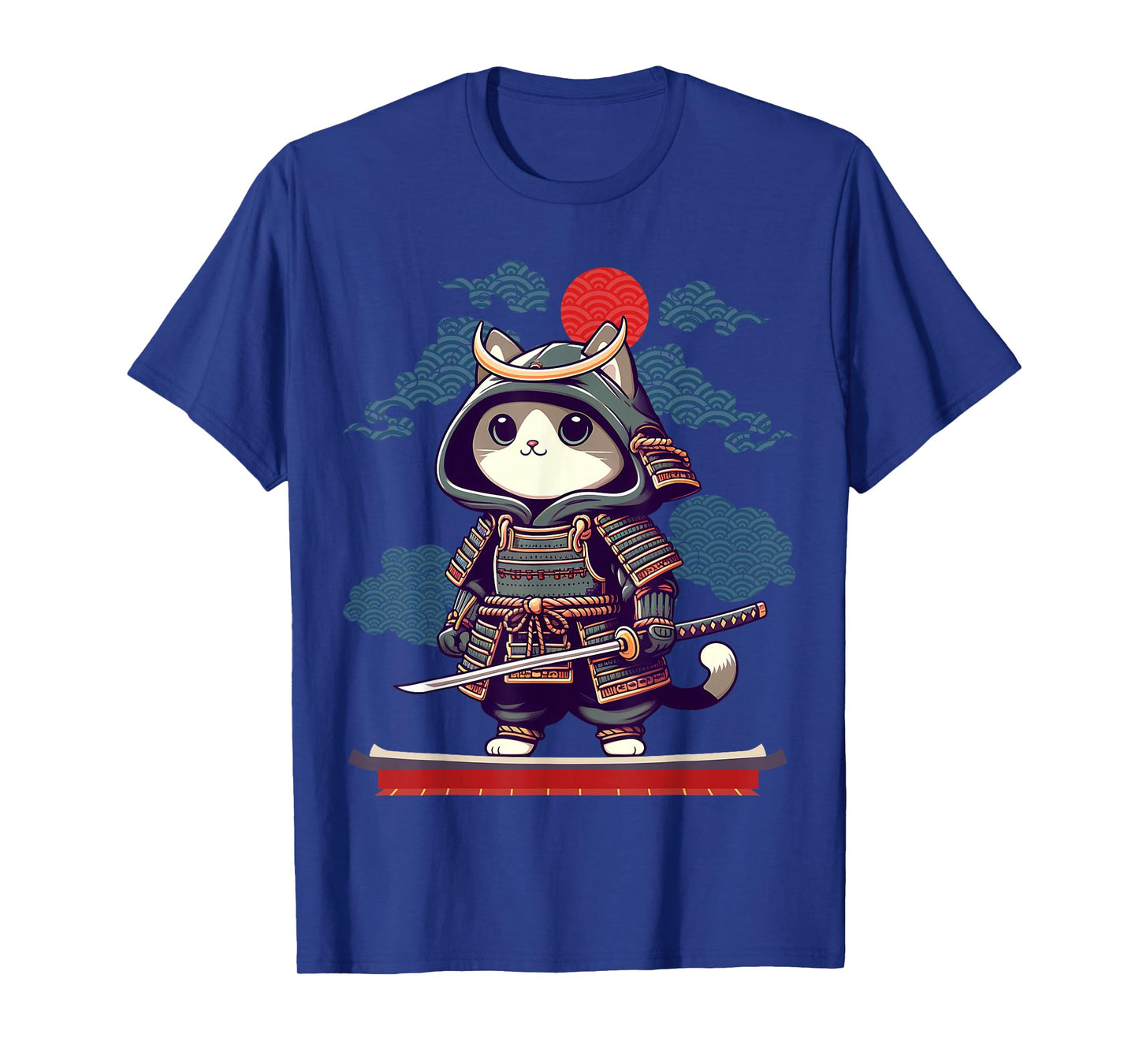 Japanese Samurai Cat Tattoo Kawaii Ninja Cat Anime Cute Kids T-Shirt