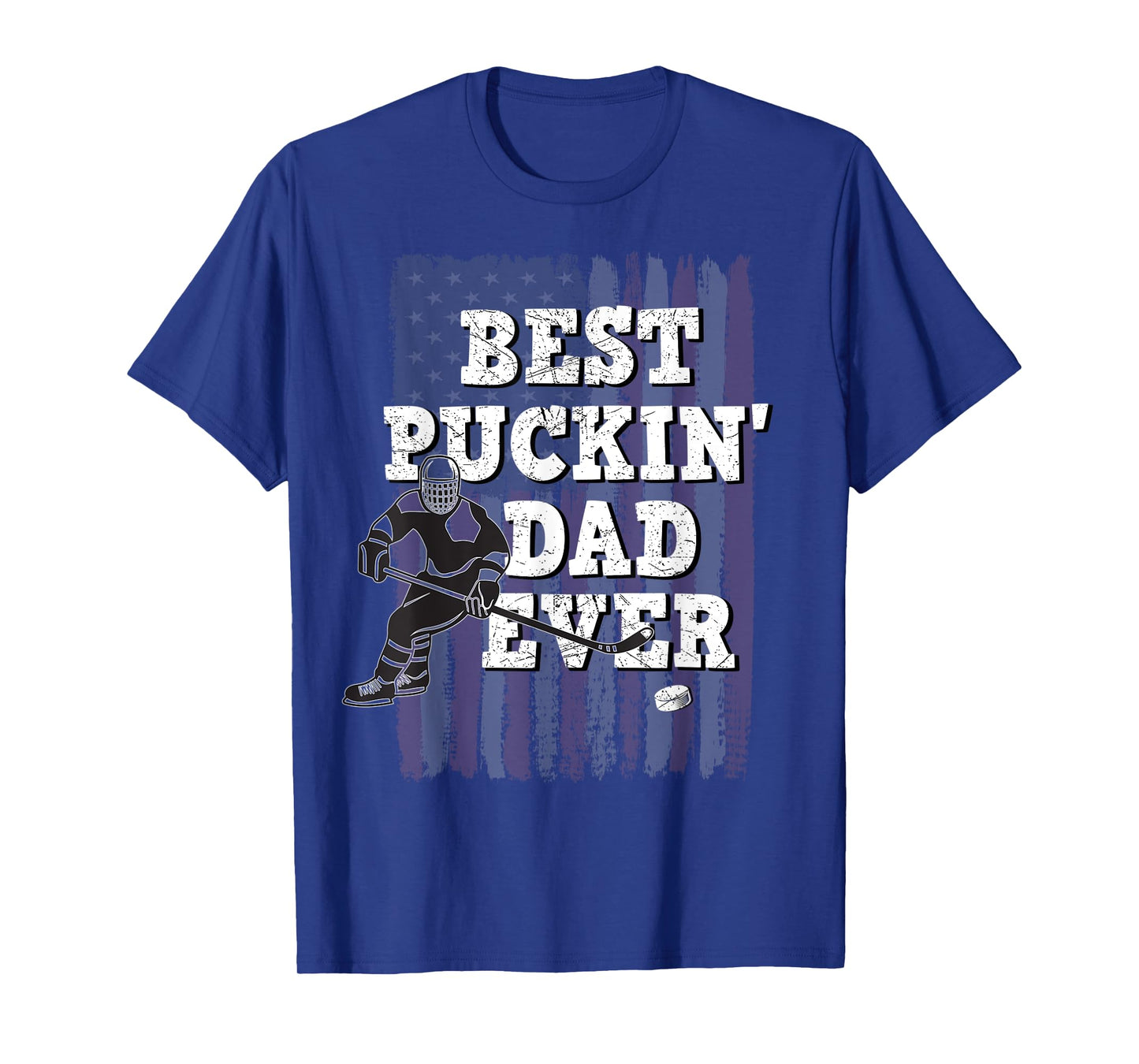 Best Puckin' Dad Ever Shirt Ice Hockey American Flag Gift T-Shirt