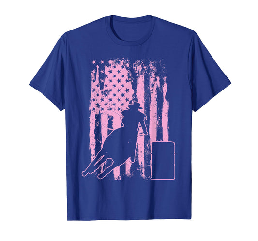 Barrel Racing USA American Flag for Barrel Racers T-Shirt for Women Girls Kids Men