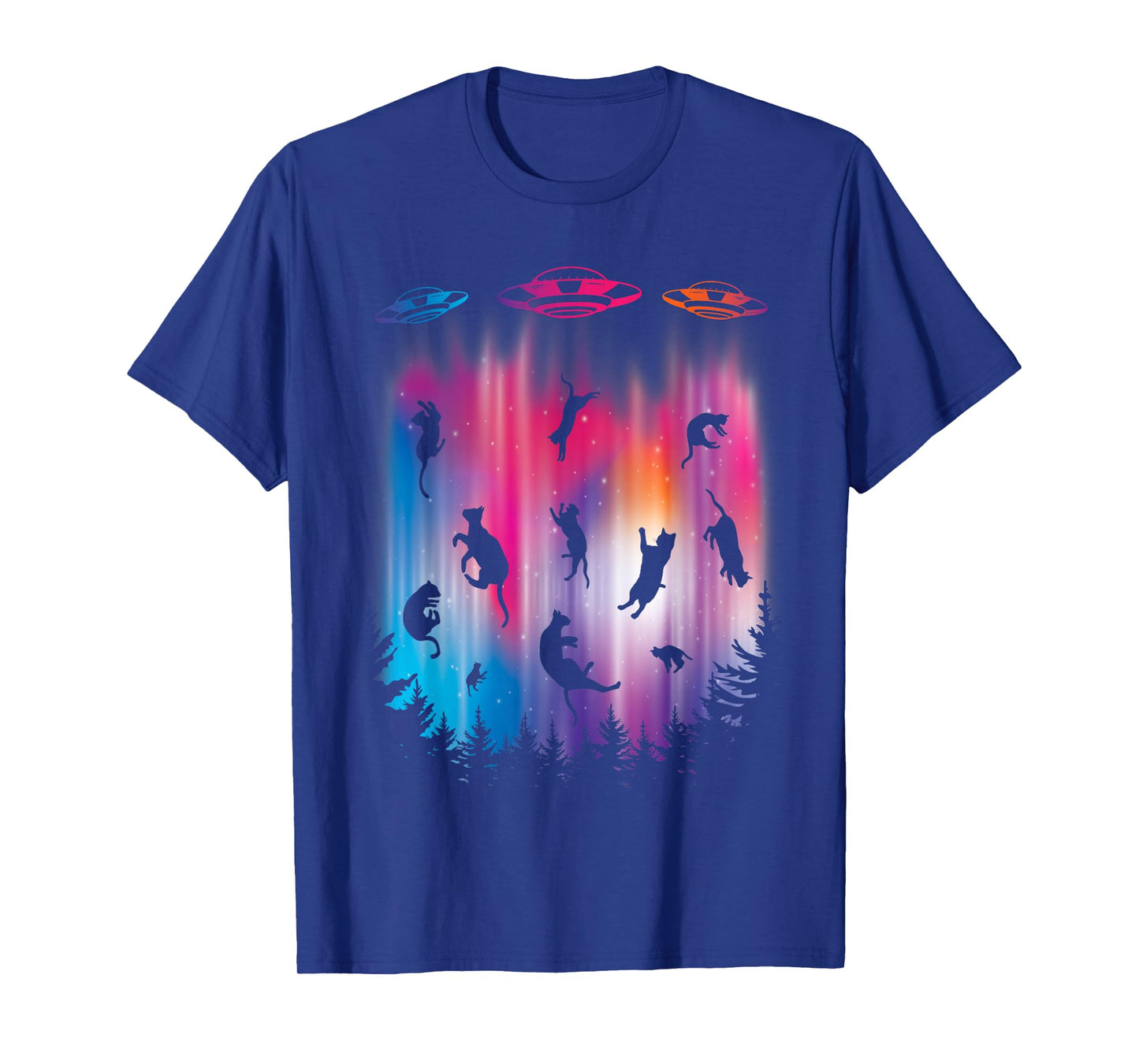 Alien Abduction Cat Flying Saucer Funny UFO T-Shirt