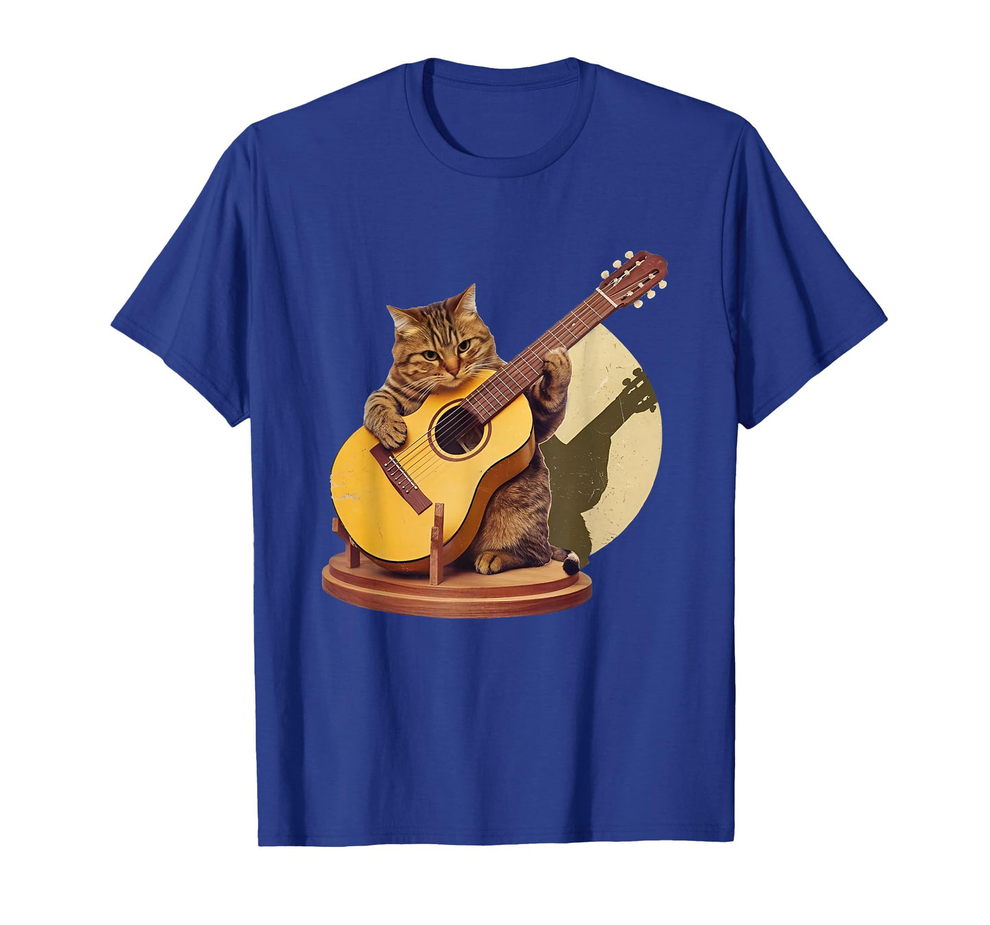 Retro Cat Playing Acoustic Guitar For Music and Cat Lovers T-Shirt