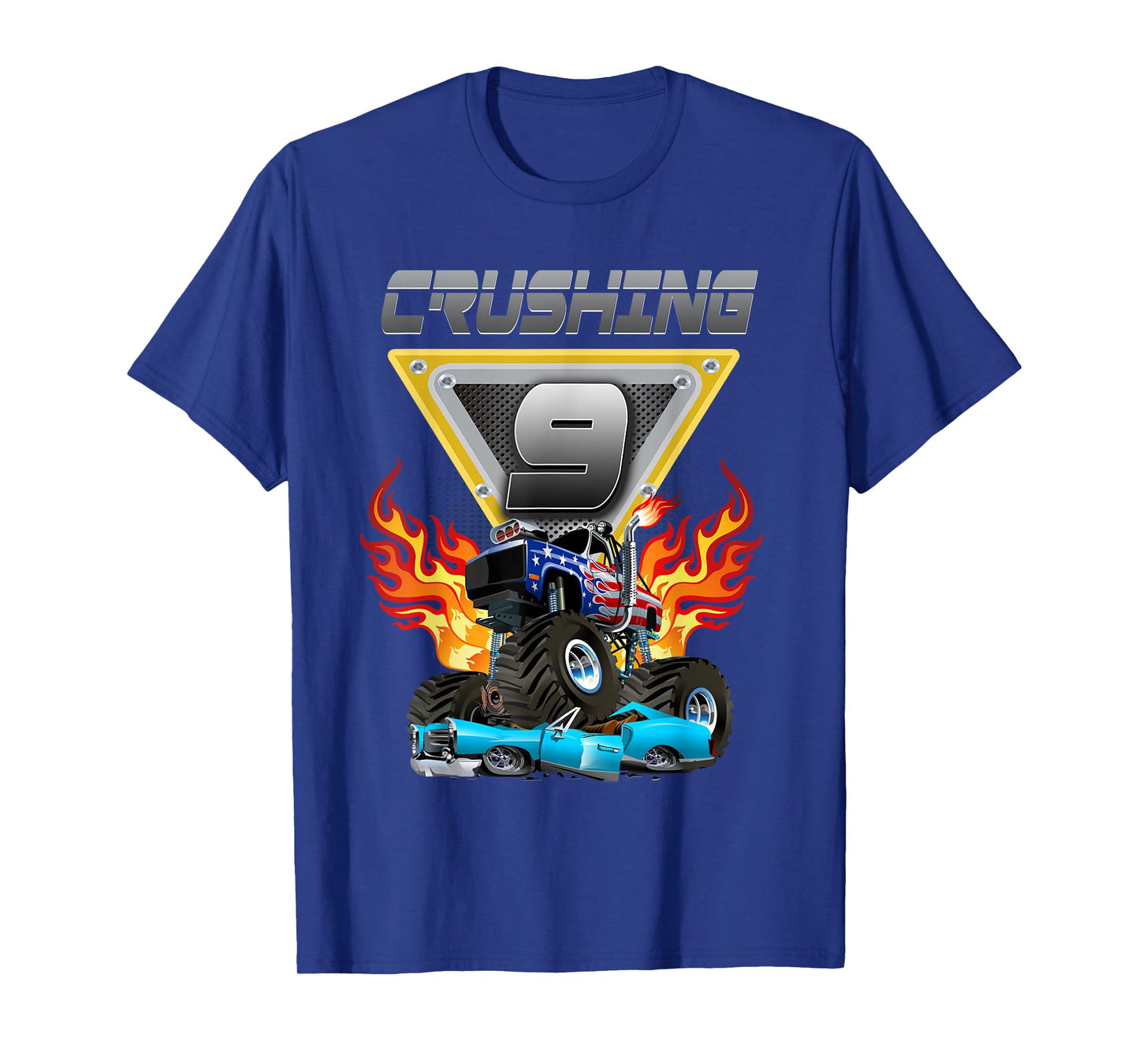 Monster Truck Crushing 9 - Nine Year Old Kid Birthday T-Shirt