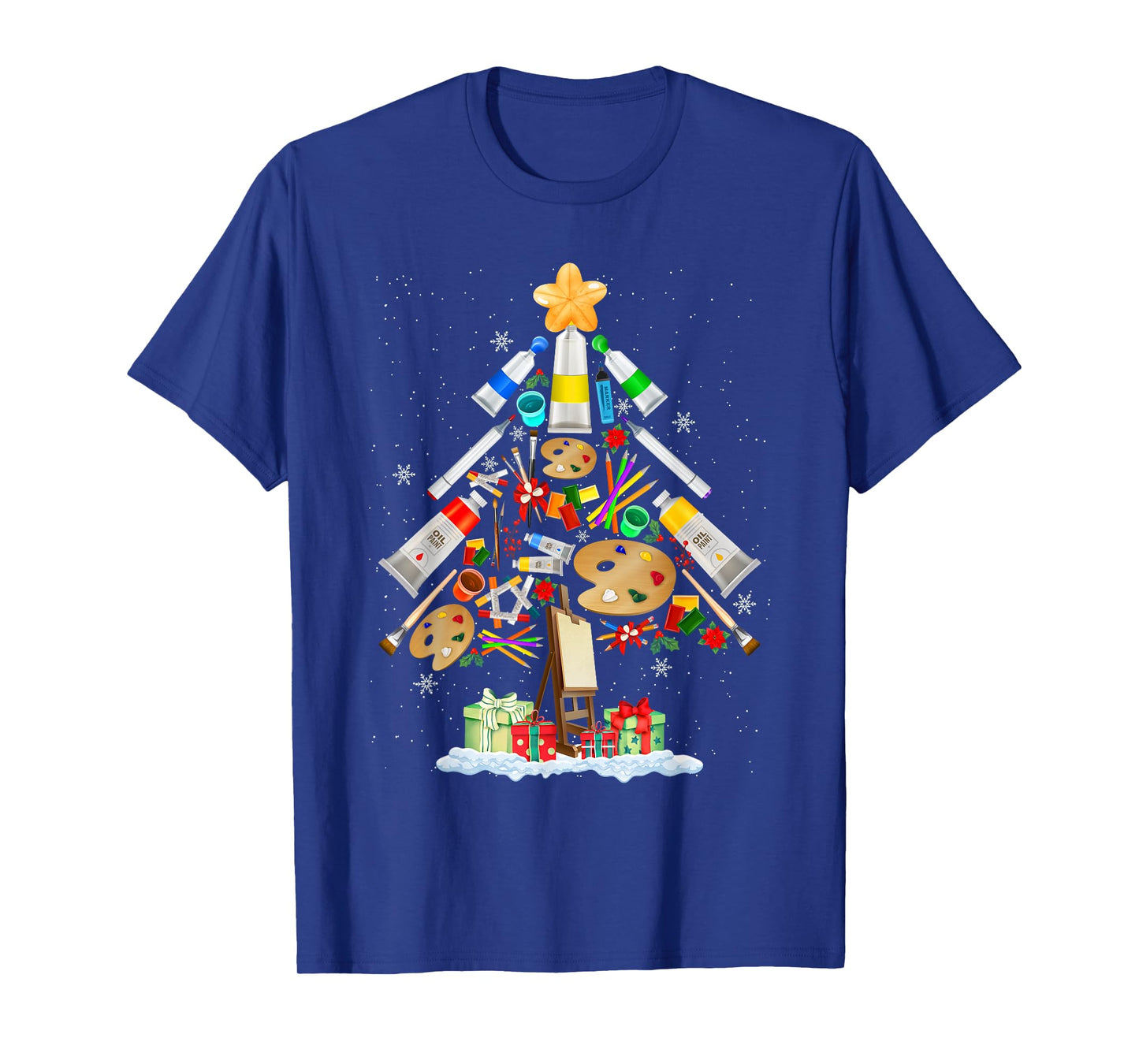 Art Christmas Tree Merry Christmas Artist Art Teacher T-Shirt