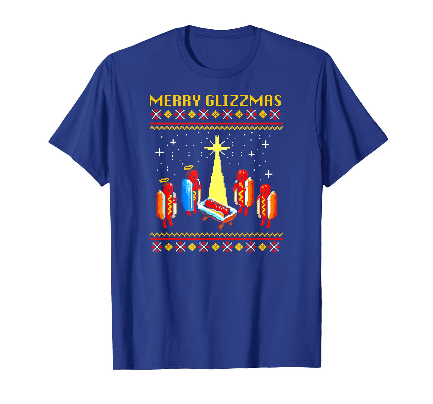 Merry Glizzmas Retro Funny Hot Dog Family Christmas Xmas T-Shirt