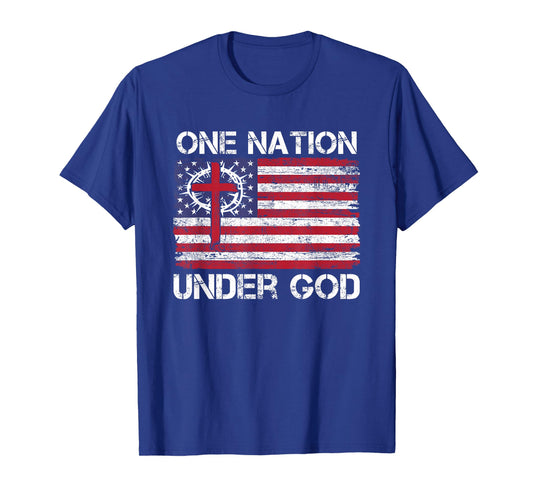 One Nation Under God Jesus USA Flag Christian 4th of July T-Shirt