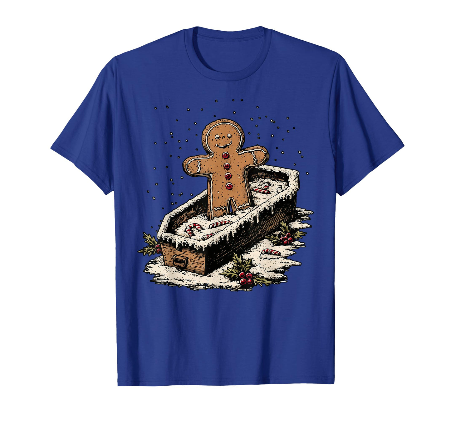 Creepy Gingerbread Goth Winter Humor Gothic Christmas Snowy T-Shirt