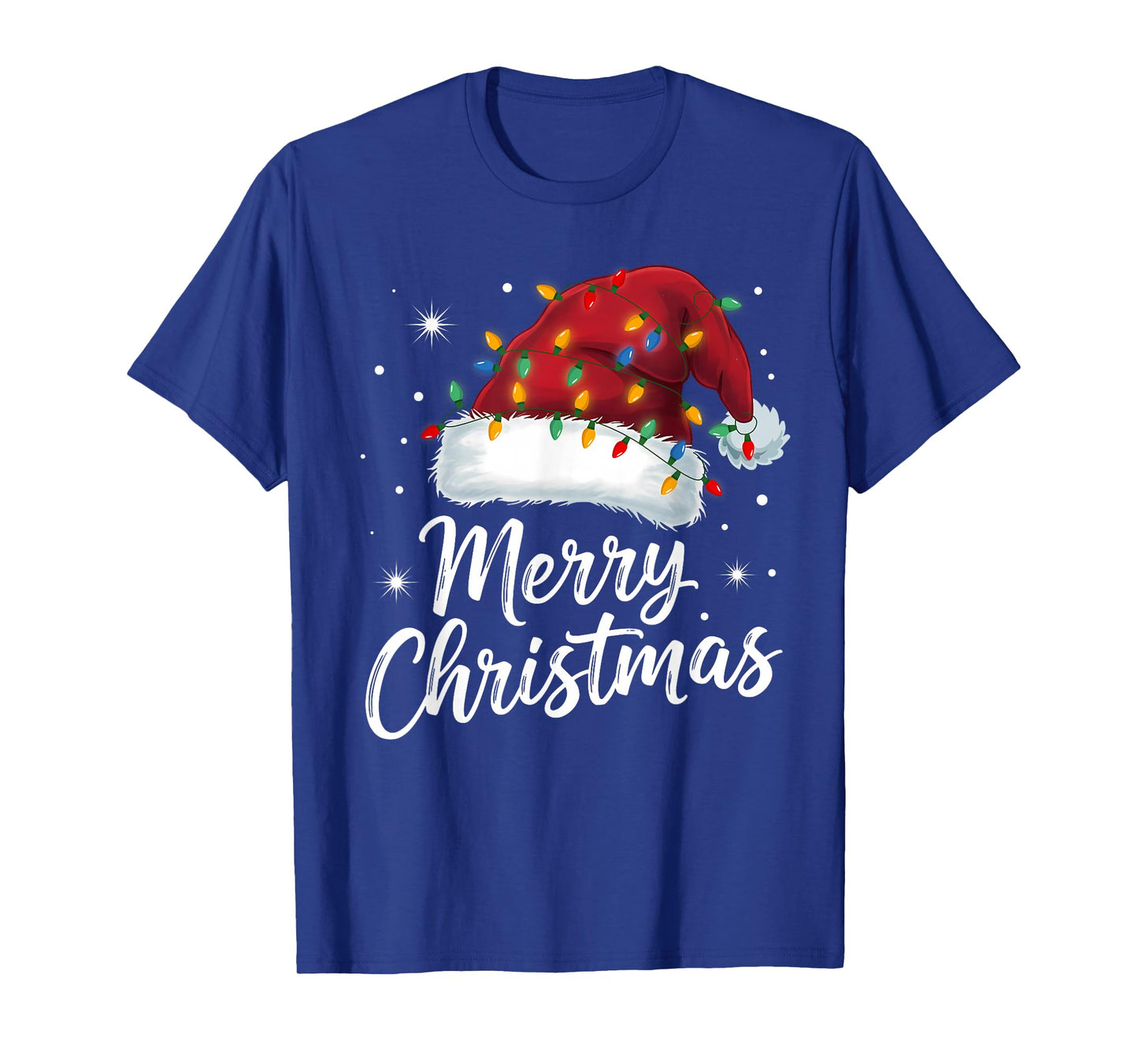 Merry Christmas Lights Red Santa Hat Xmas Family Men Women T-Shirt