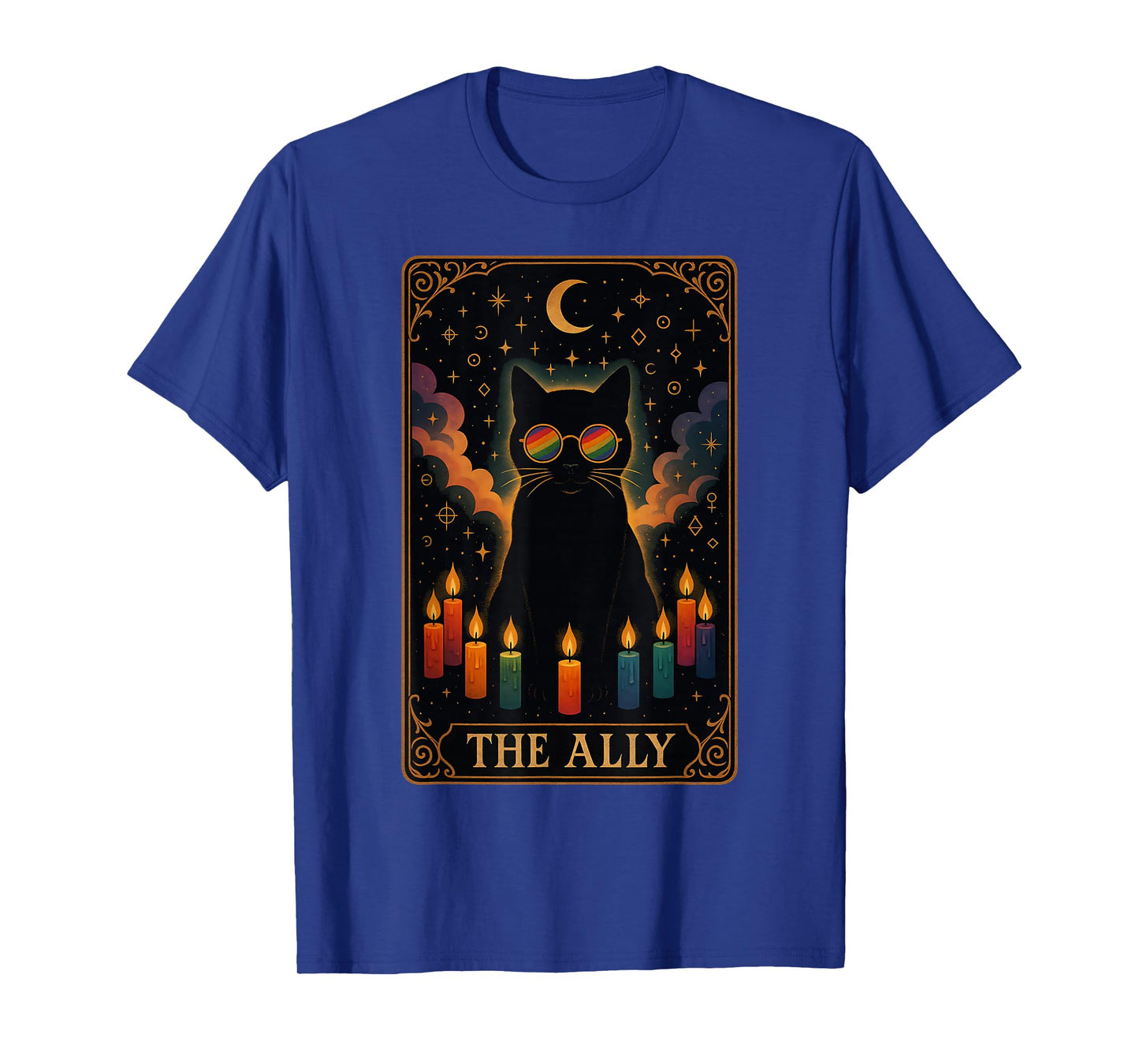 Funny Ally Cat Tarot Card Pride Sunglasses Gay Pride LGBTQ T-Shirt