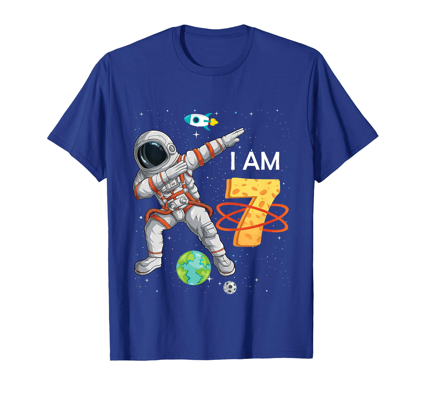 Kids Kids 7 Years Old Birthday Boy Astronaut Space 7th B-Day T-Shirt