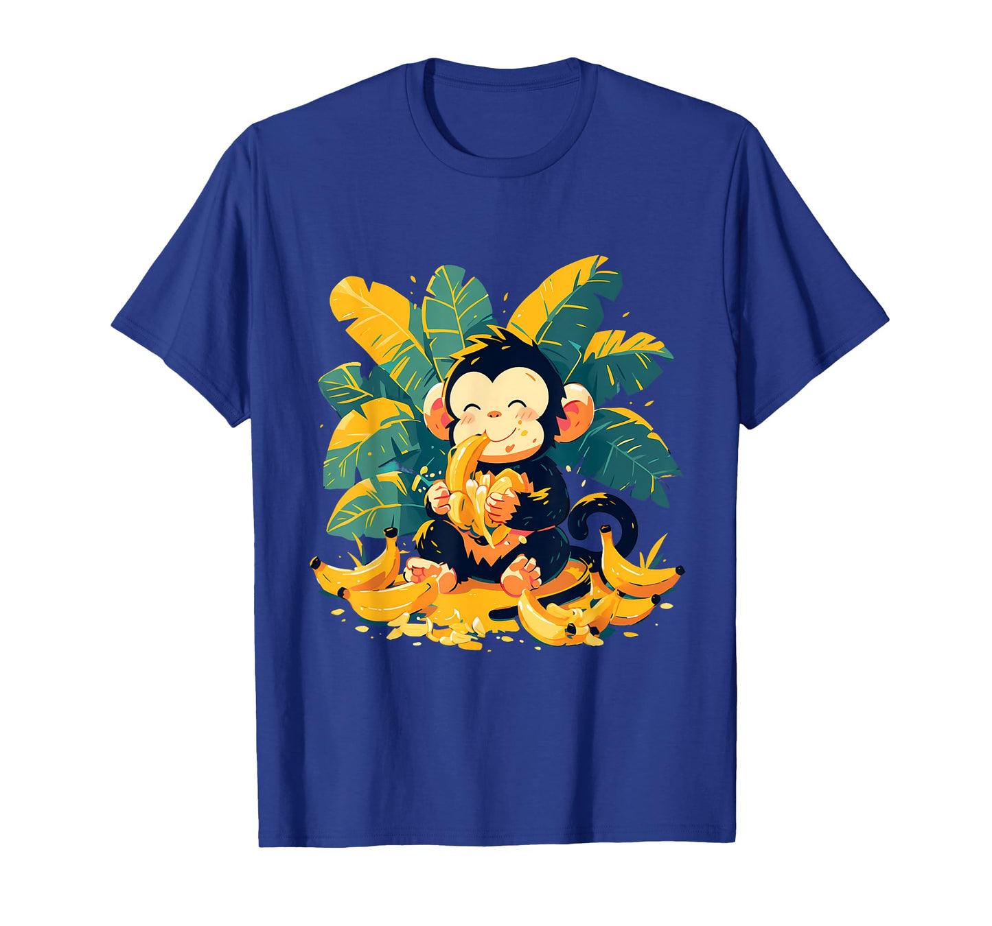 Banana Monkey Cute Monkey Nature Colourful Wildlife T-Shirt