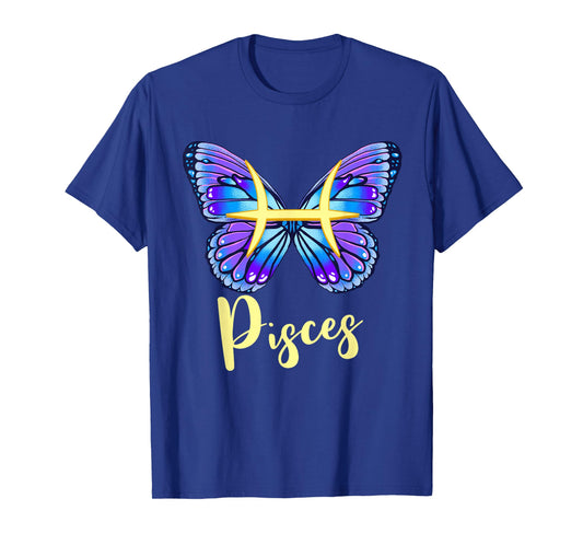 Pisces Butterfly Zodiac Sign of Butterfly Wings Pisces Women T-Shirt