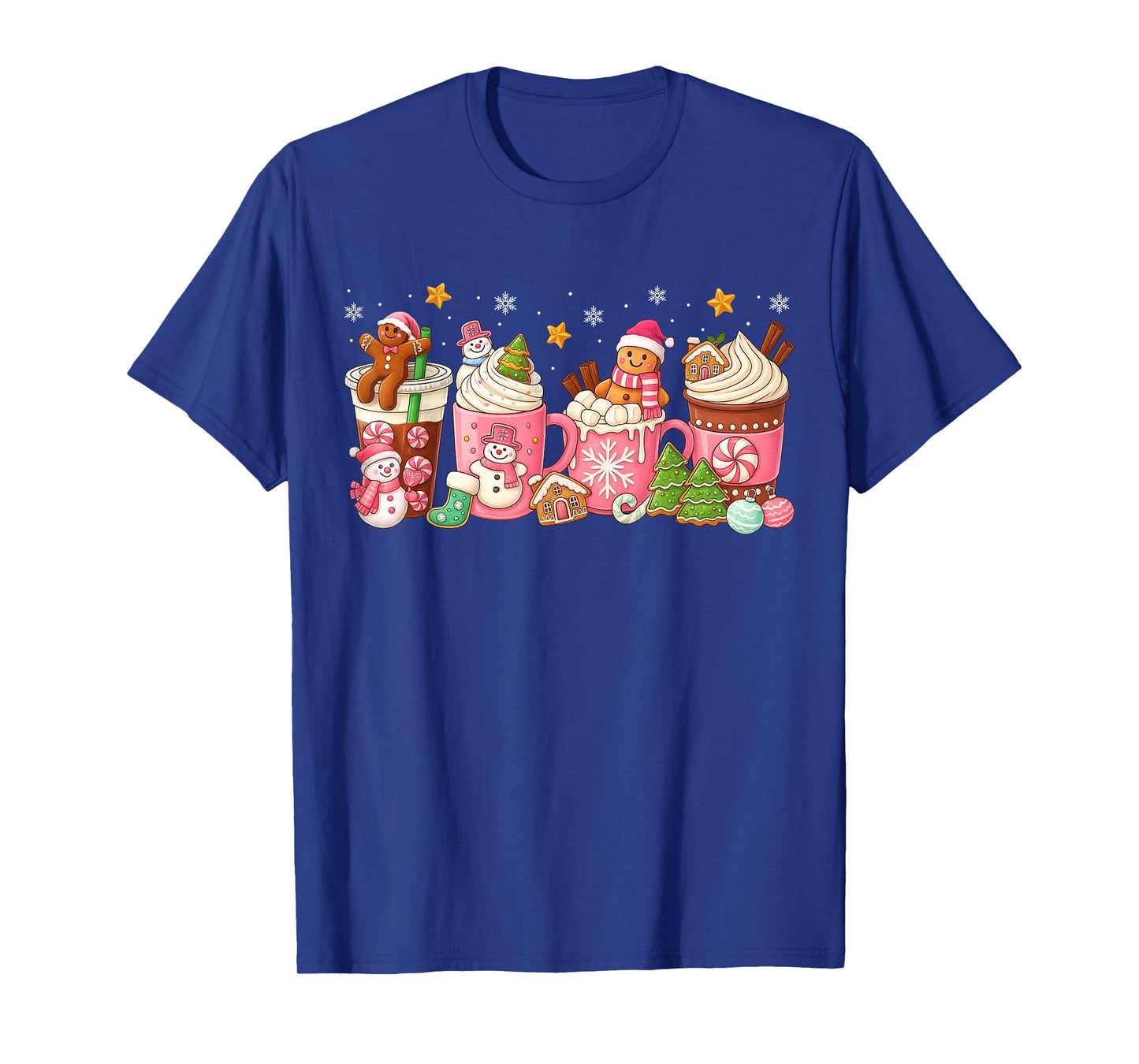 Pink Christmas Coffee Xmas Gingerbread Man Cookie Coffee T-Shirt