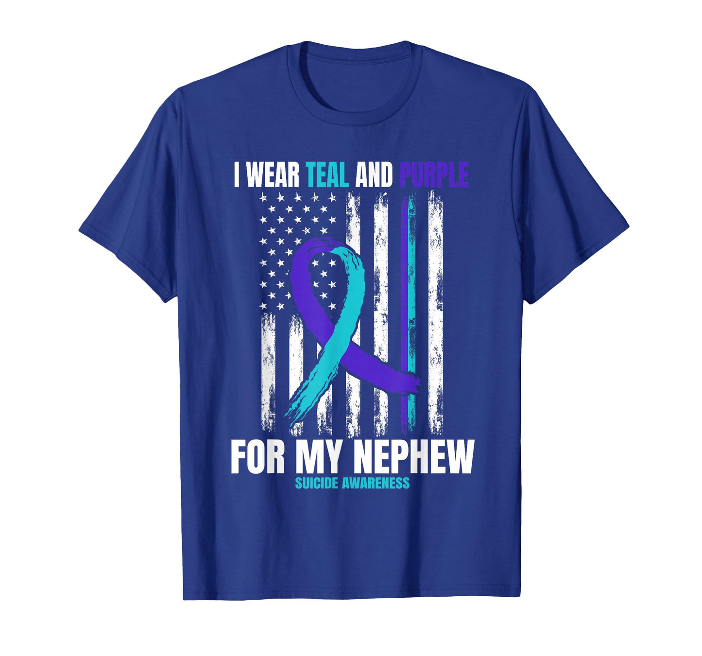 Suicide Awareness Prevention Women Men Nephew American Flag T-Shirt
