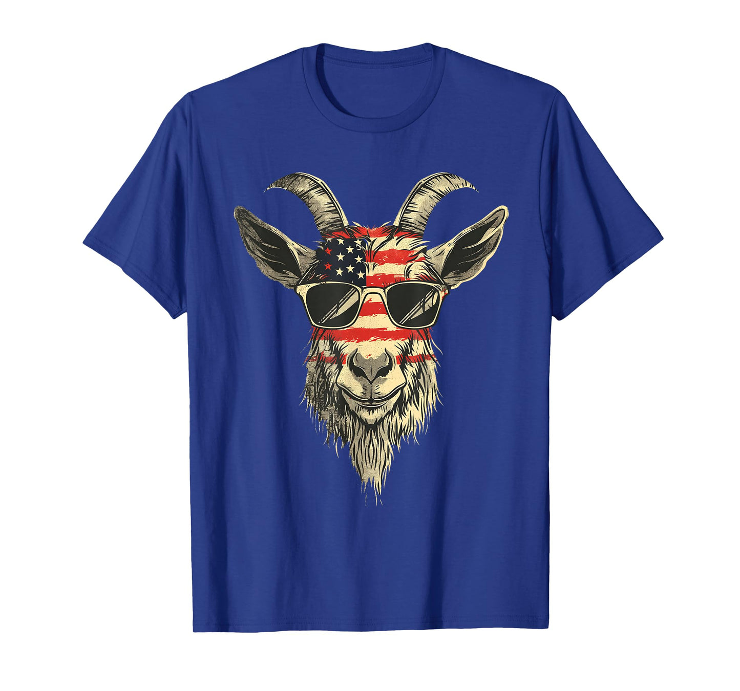 Cool Goat with Sunglasses and USA Flag T-Shirt