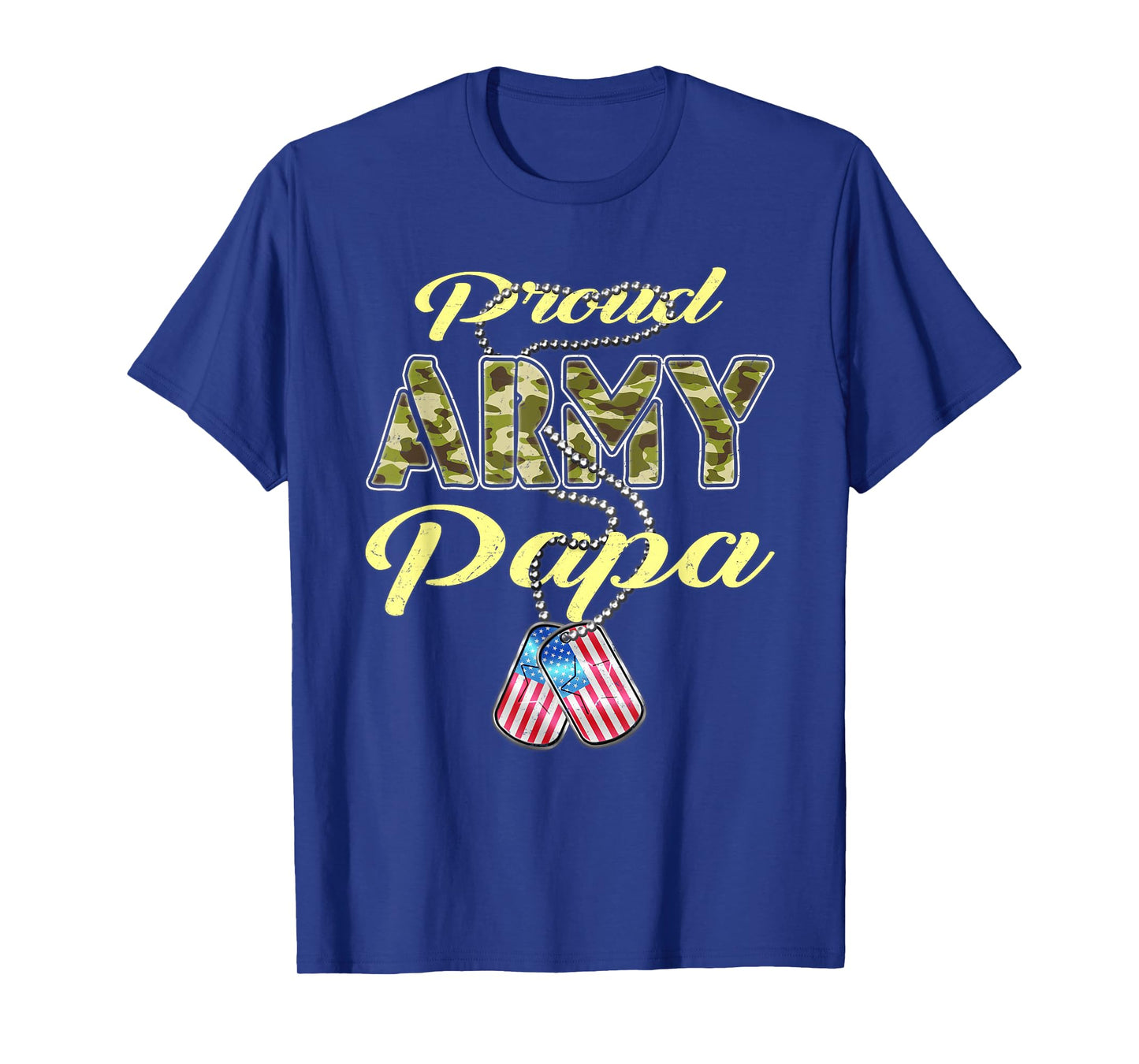 Proud Army Papa US Flag Camo Dog Tags Pride Military Grandpa T-Shirt