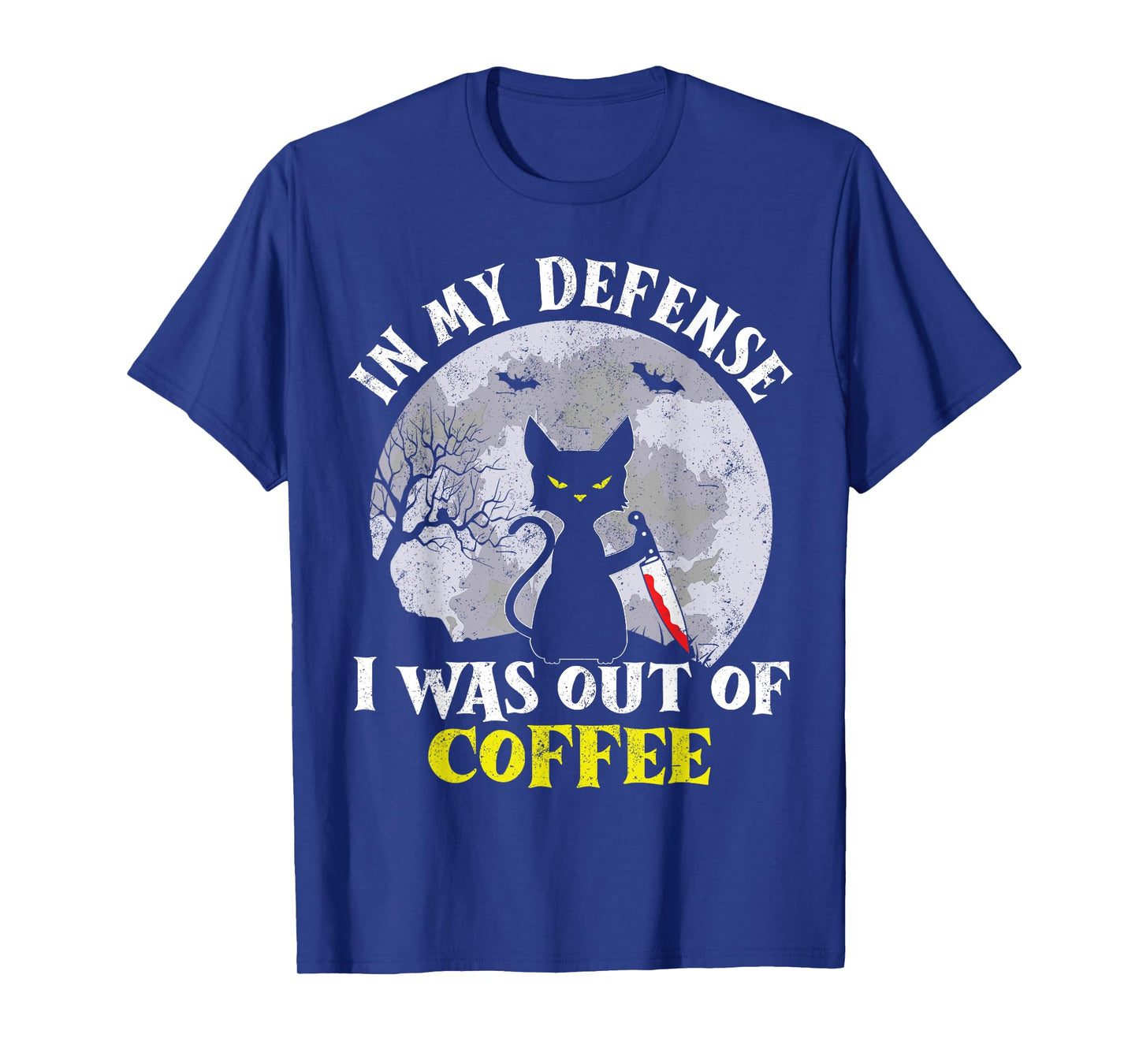 Funny In My Defense Cat Knife Halloween Moon Coffee Men's T-Shirt