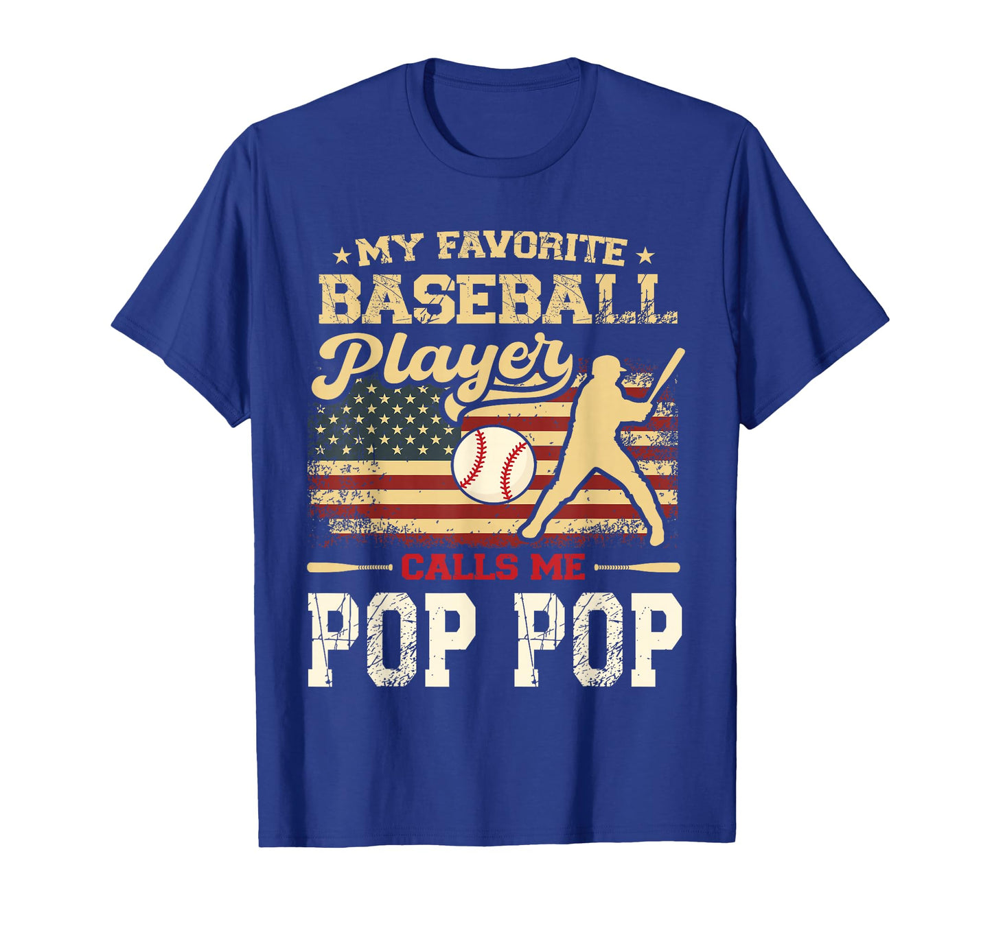 My Favorite Baseball Player Calls Me Pop Pop US Flag T-Shirt