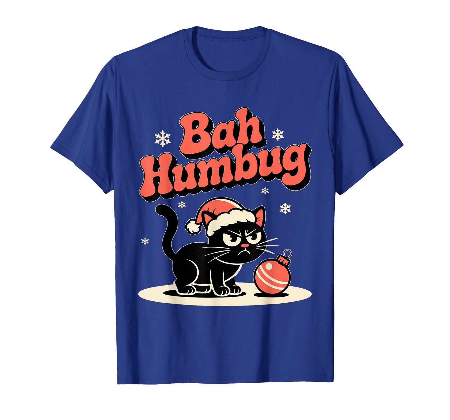 Bah Humbug Funny Bad Cat Christmas Hater Cat Lover Xmas T-Shirt