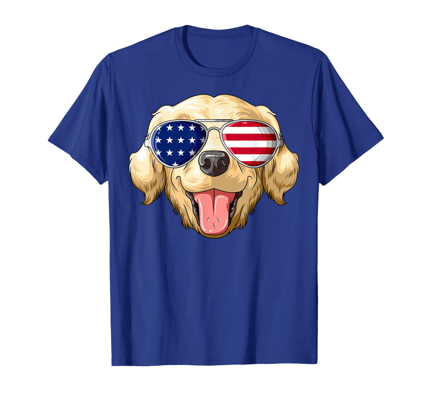 Patriotic Golden Retriever American Flag Glasses 4th July T-Shirt