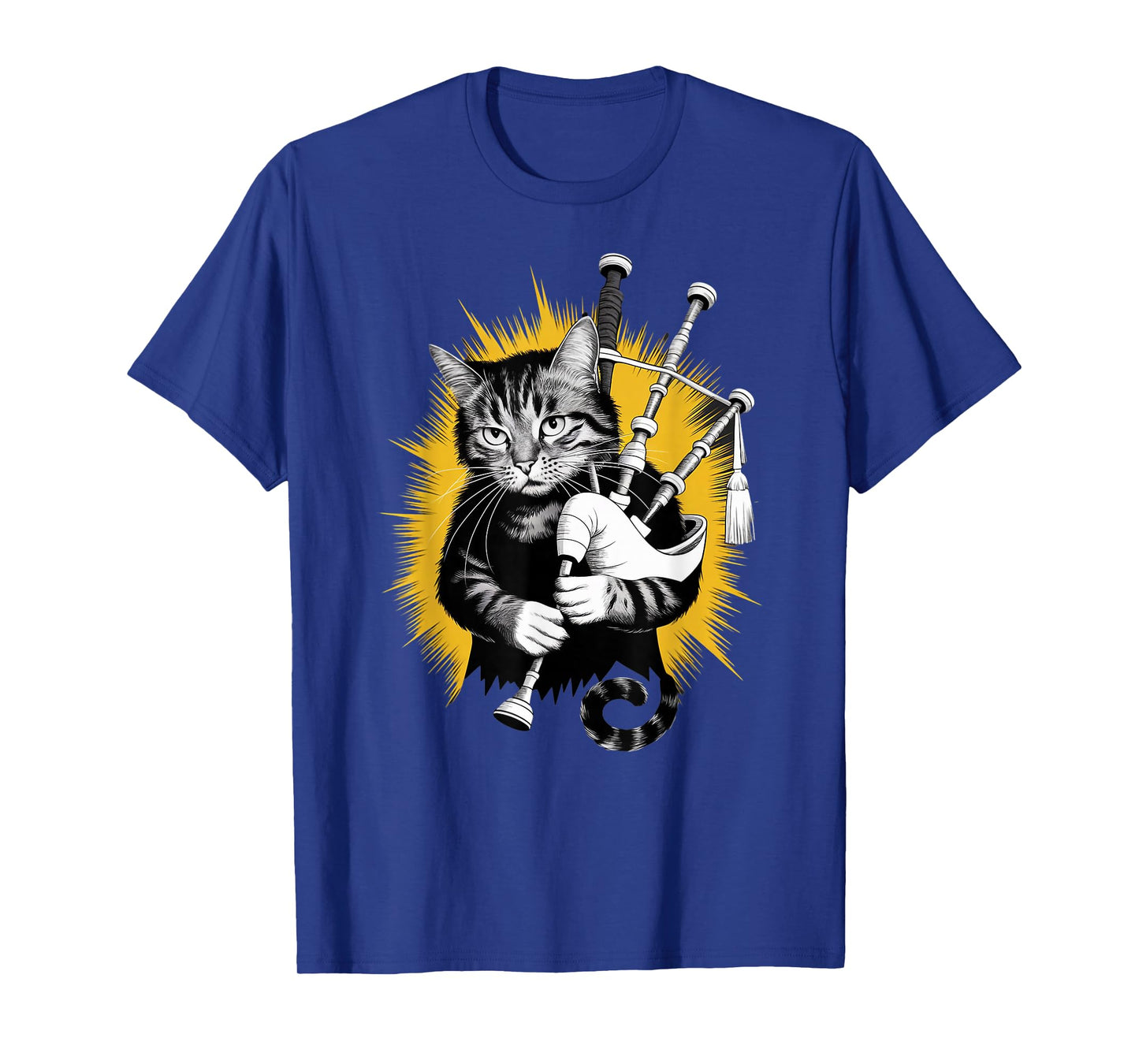 Rockstar Piper Cat on Cat Bagpipes T-Shirt