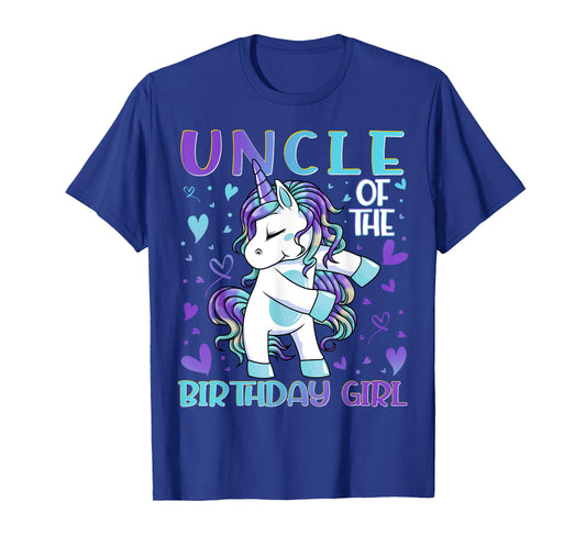 Uncle of the Birthday Girl Flossing Unicorn Uncle Gifts T-Shirt